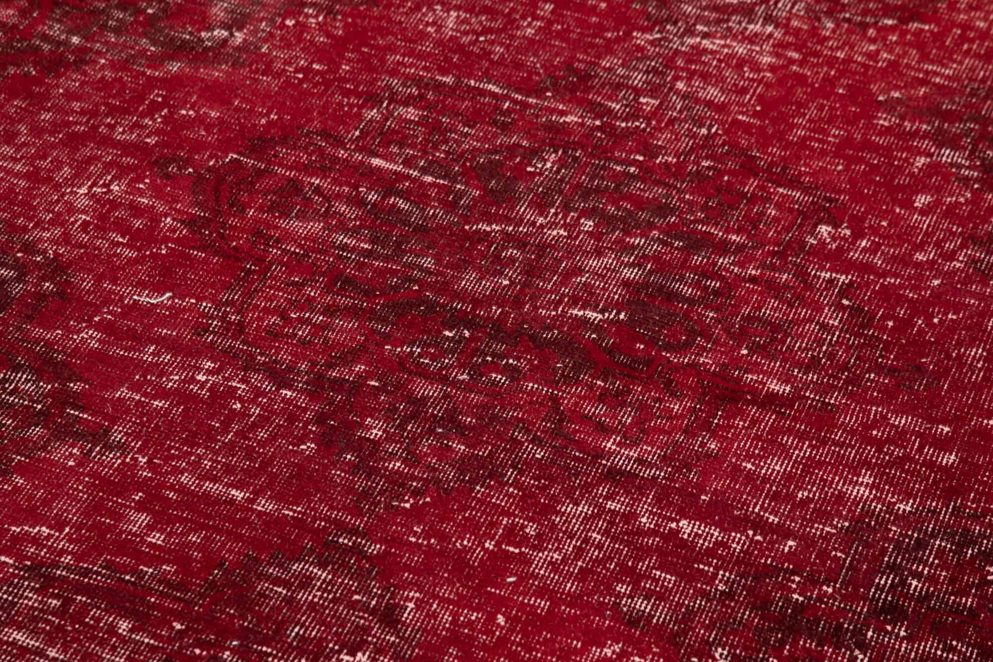 Handmade Wool Area Rug - Vintage Cotton Rug 4'9'' x 12'6'' Red Turkish Wool Carpet