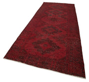 Handmade Wool Area Rug - Vintage Cotton Rug 4'9''x12'8'' | Red Turkish Wool Carpet