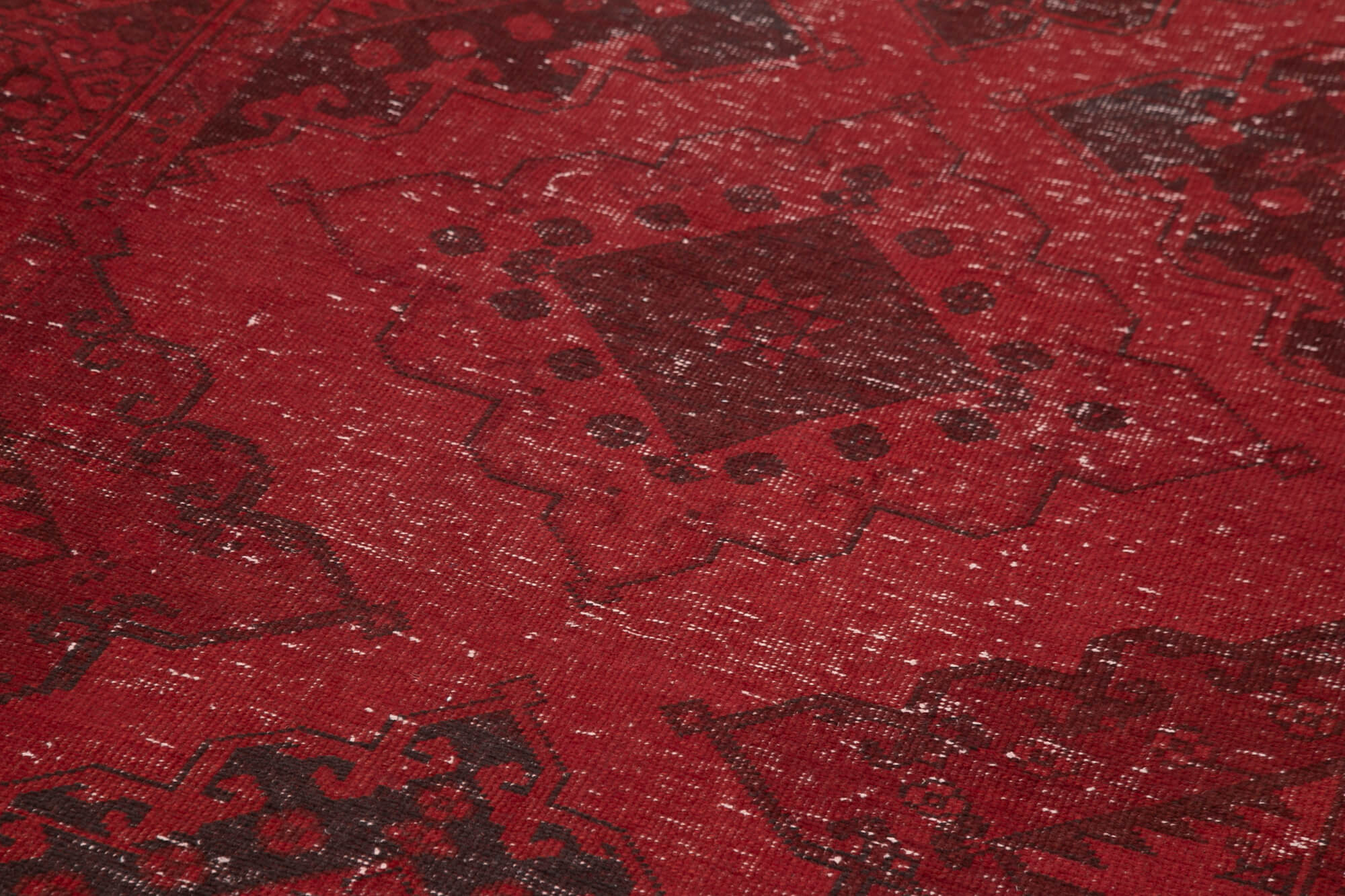 Handmade Wool Area Rug - Vintage Cotton Rug 4'9''x12'8'' | Red Turkish Wool Carpet