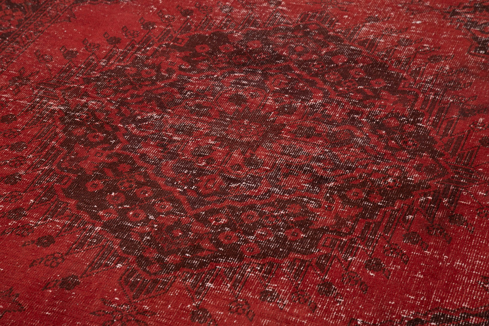 Handmade Wool Area Rug – Vintage Cotton Rug Red Area Carpet 4'10''x13'5''