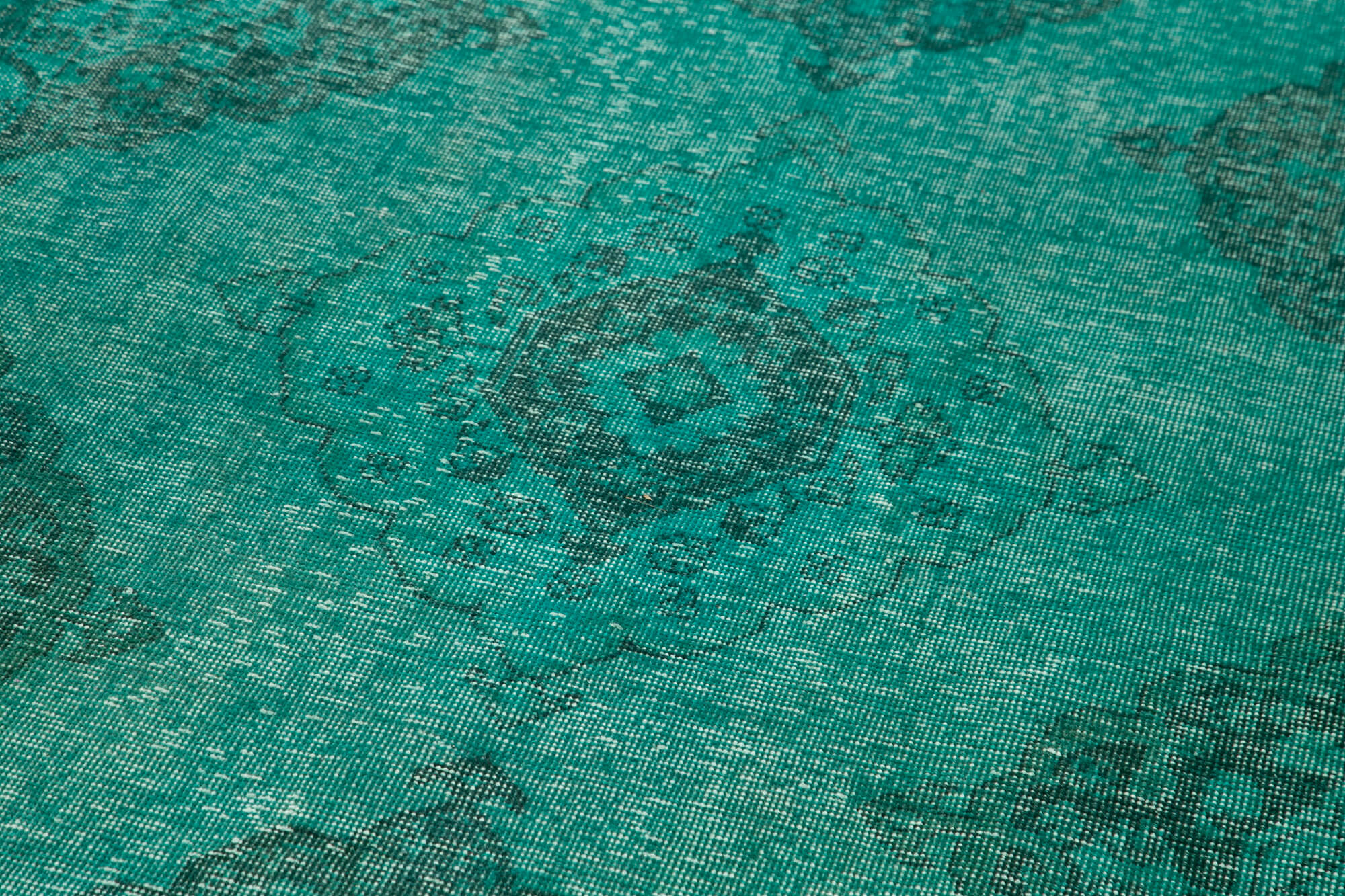 Handmade Area Rug – Vintage Turquoise Wool Carpet 4x12 Foot Durable Floor Covering