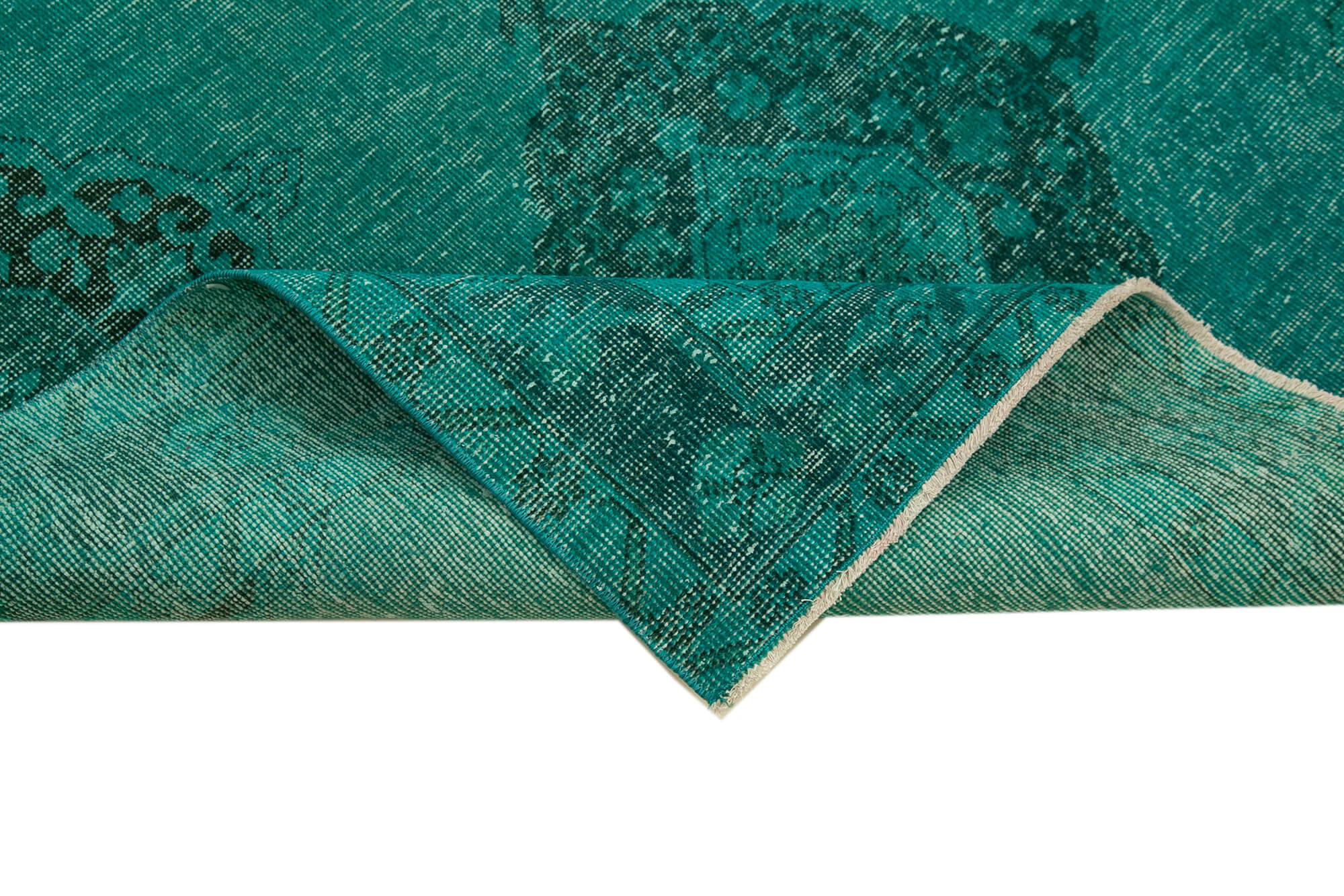 Handmade Area Rug – Vintage Turquoise Wool Carpet 4x12 Foot Durable Floor Covering