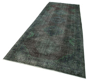 Handmade Vintage Area Rug – Black Cotton Wool 4'9'' x 12'11'' Classic Woven Carpet