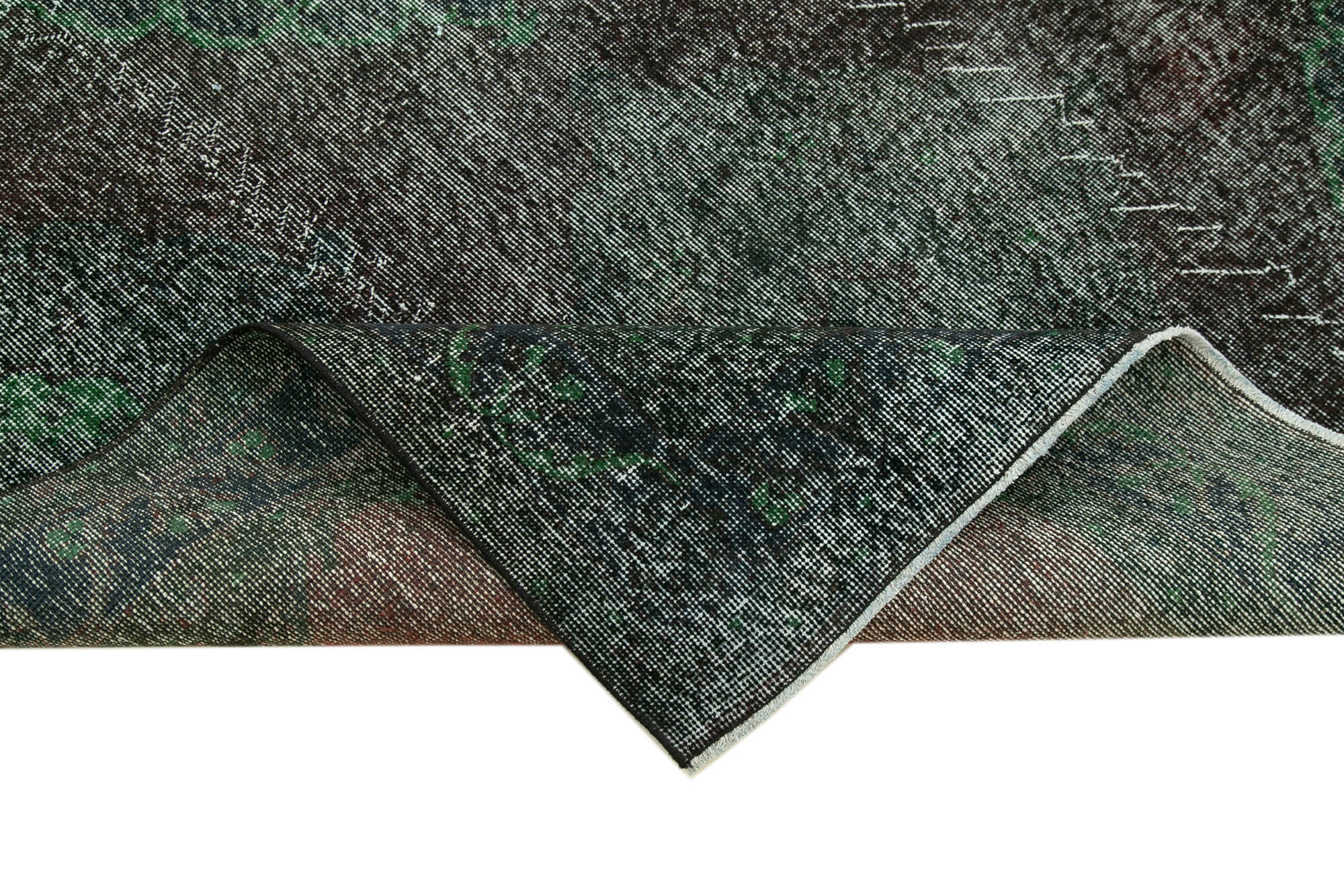 Handmade Vintage Area Rug – Black Cotton Wool 4'9'' x 12'11'' Classic Woven Carpet