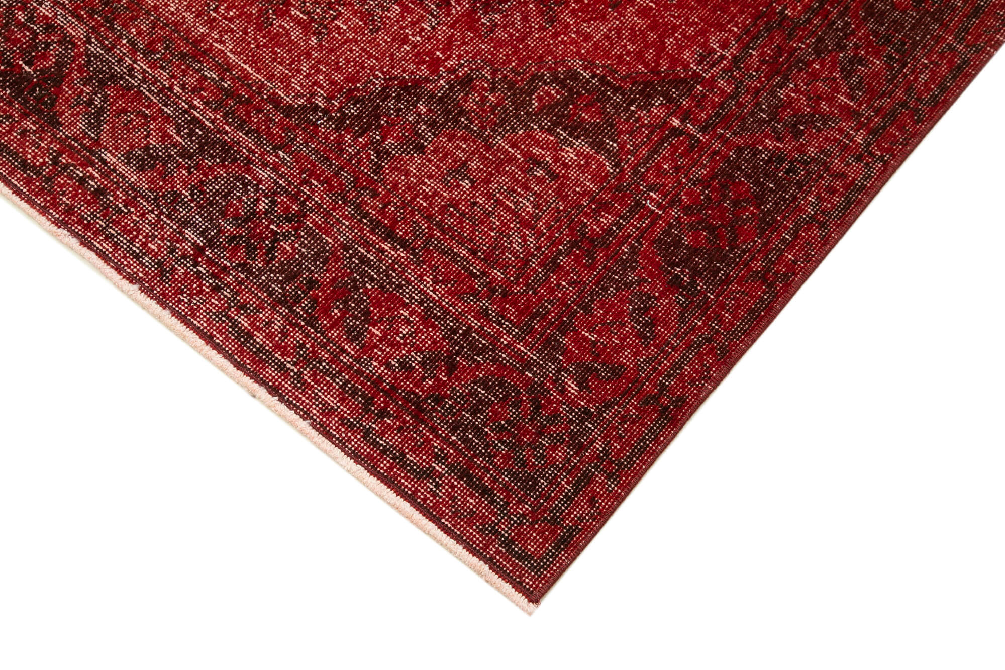 Vintage Wool Area Rug - Red Handmade Cotton Wool Rug 4x12, Turkish Hand Knotted Carpet