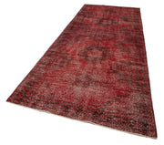 Handmade Wool Area Rug - Red Vintage Cotton Rug, Classic Turkish Hand Knotted Carpet 4'9''x12'10''