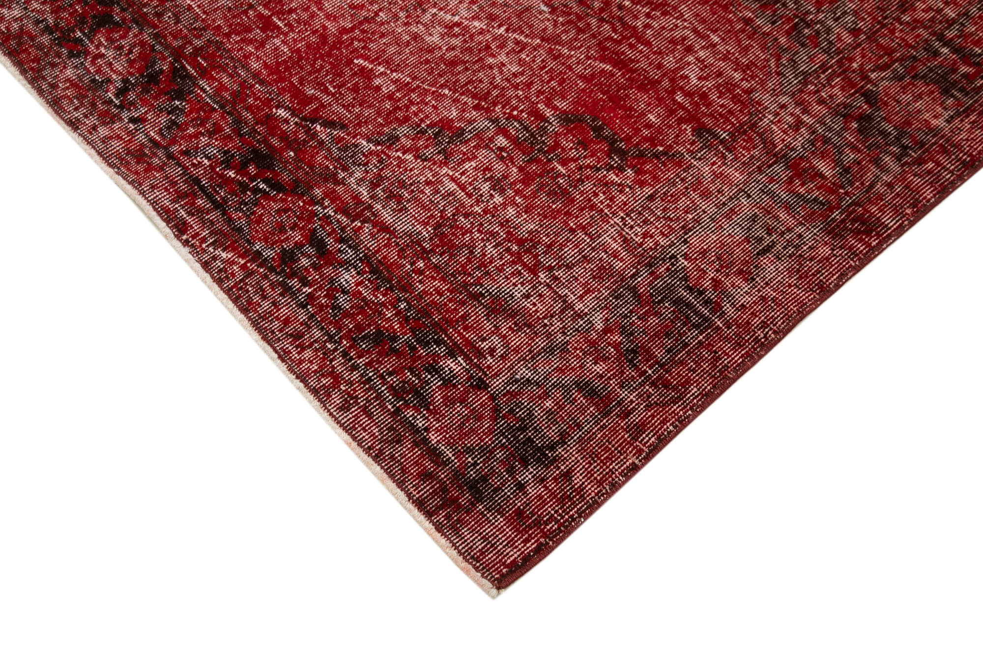 Handmade Wool Area Rug - Red Vintage Cotton Rug, Classic Turkish Hand Knotted Carpet 4'9''x12'10''