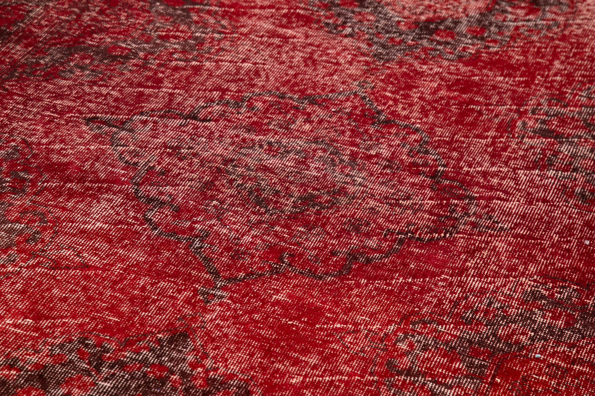 Handmade Wool Area Rug - Red Vintage Cotton Rug, Classic Turkish Hand Knotted Carpet 4'9''x12'10''
