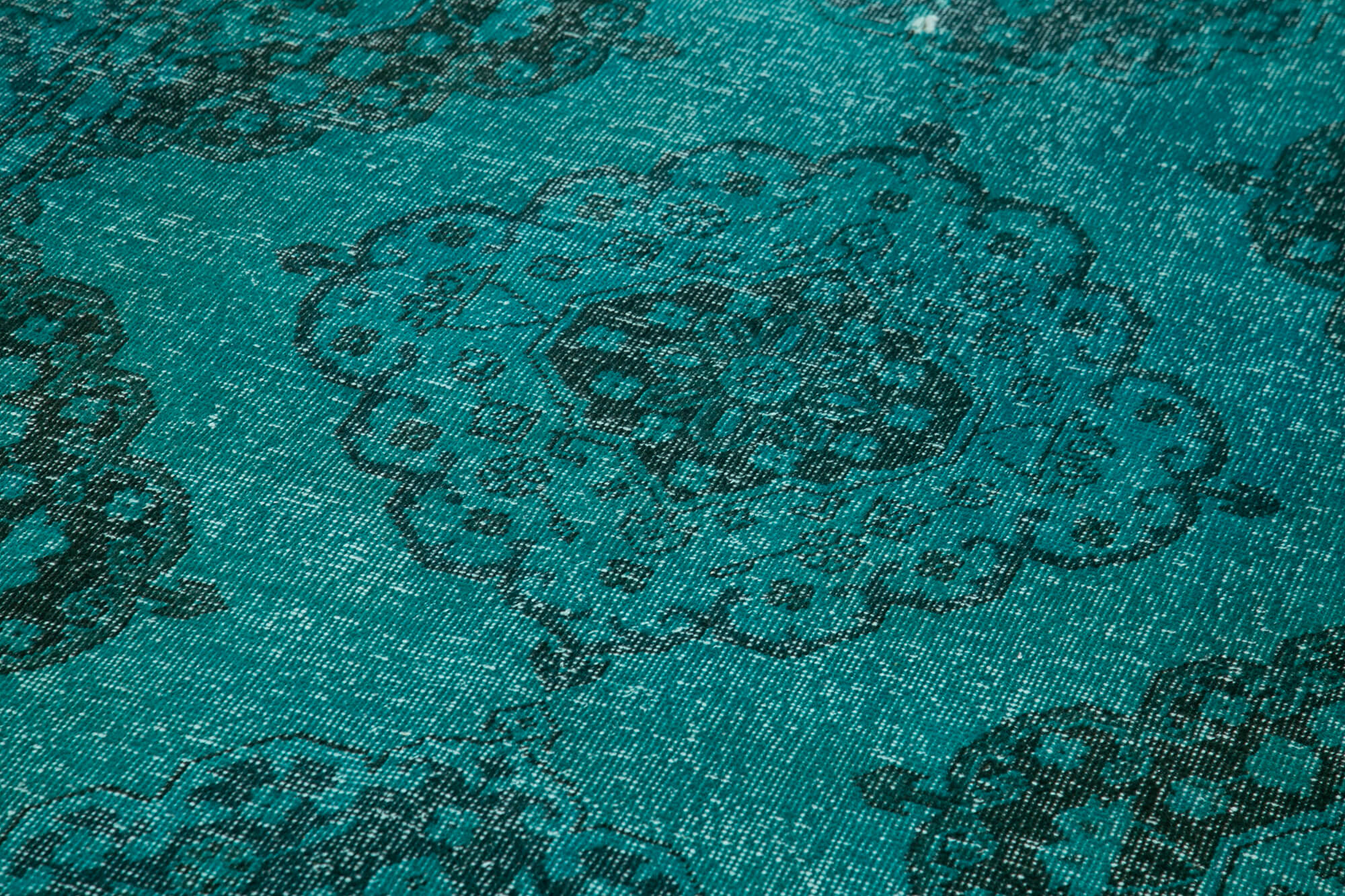 Vintage Wool Area Rug - Handmade Cotton Rug Turquoise Wool Carpet 4'9''x13'4''