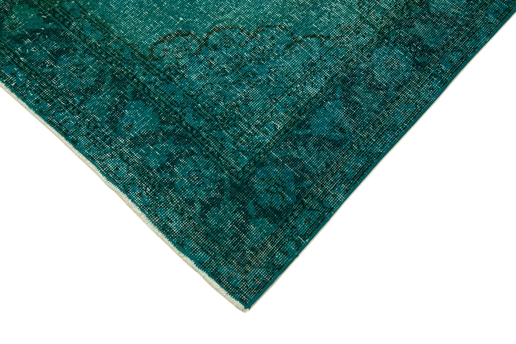 Handmade Vintage Area Rug - Zile Turquoise Wool Cotton Carpet 4'9" x 13'5"