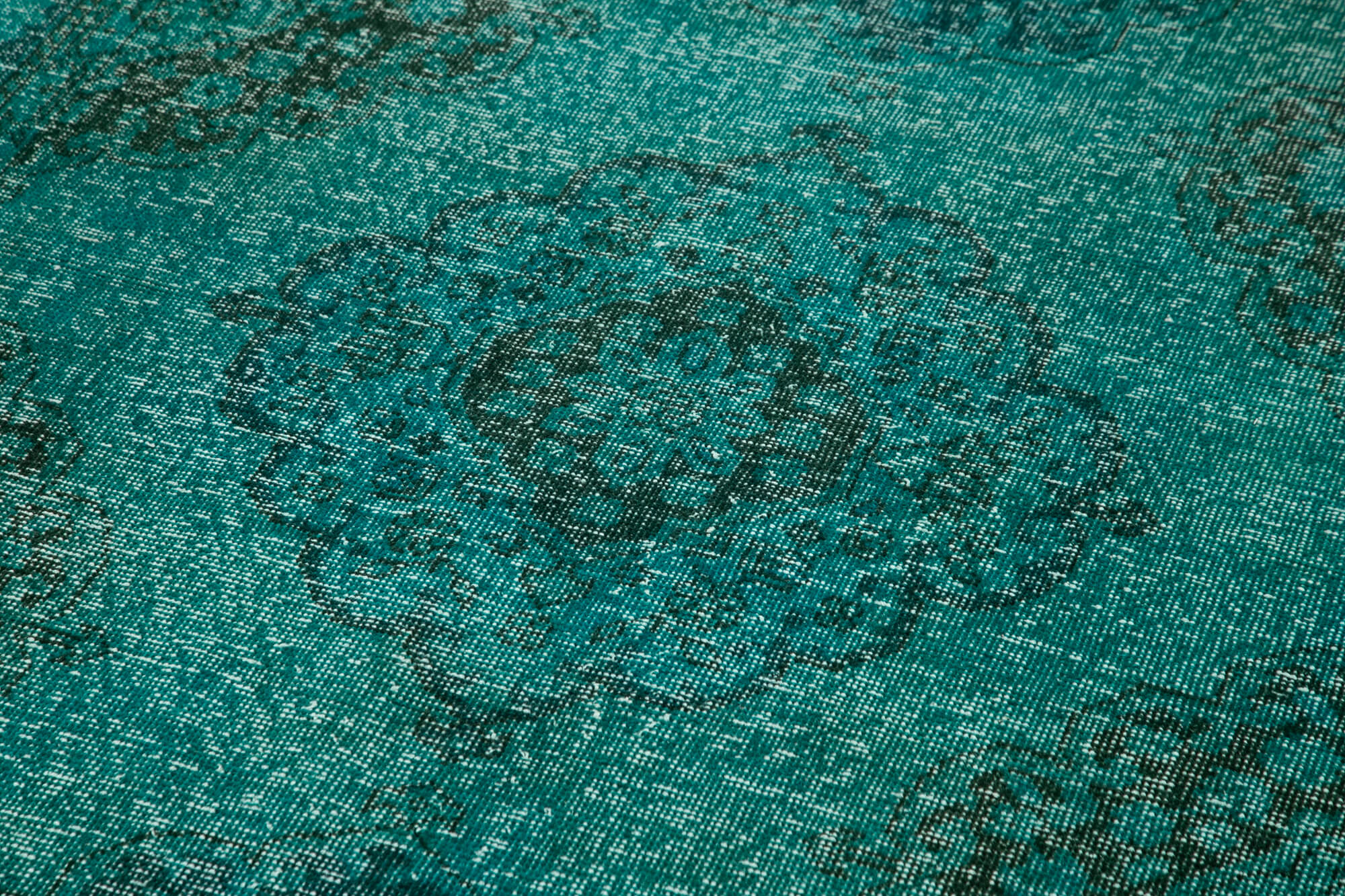 Handmade Vintage Area Rug - Zile Turquoise Wool Cotton Carpet 4'9" x 13'5"