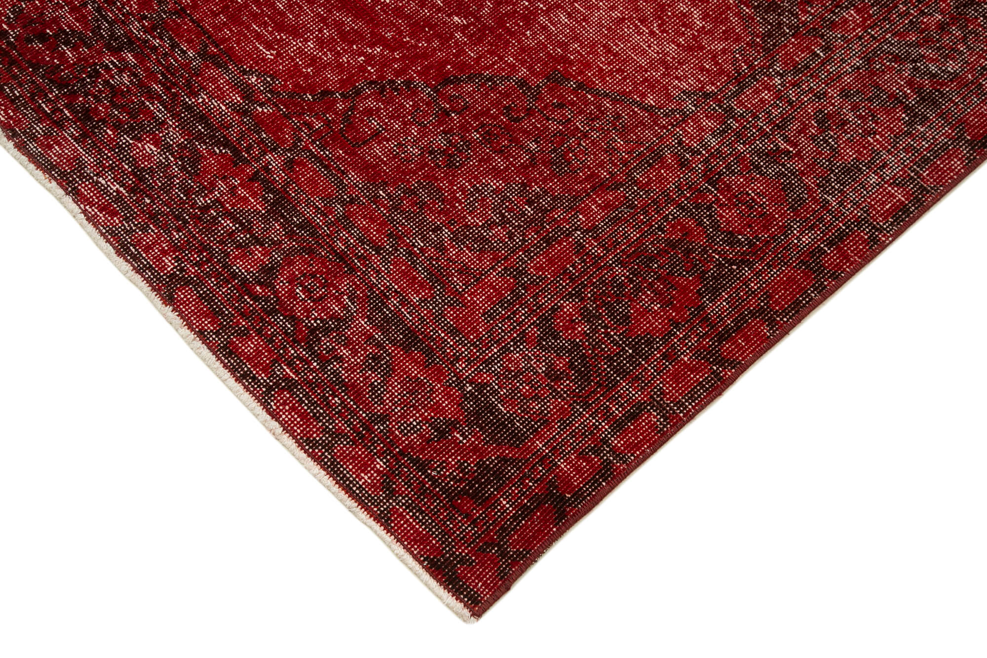 Vintage Cotton Wool Rug - Handmade Area Rug 4'9'' x 13'1'' Red Turkish Wool Carpet