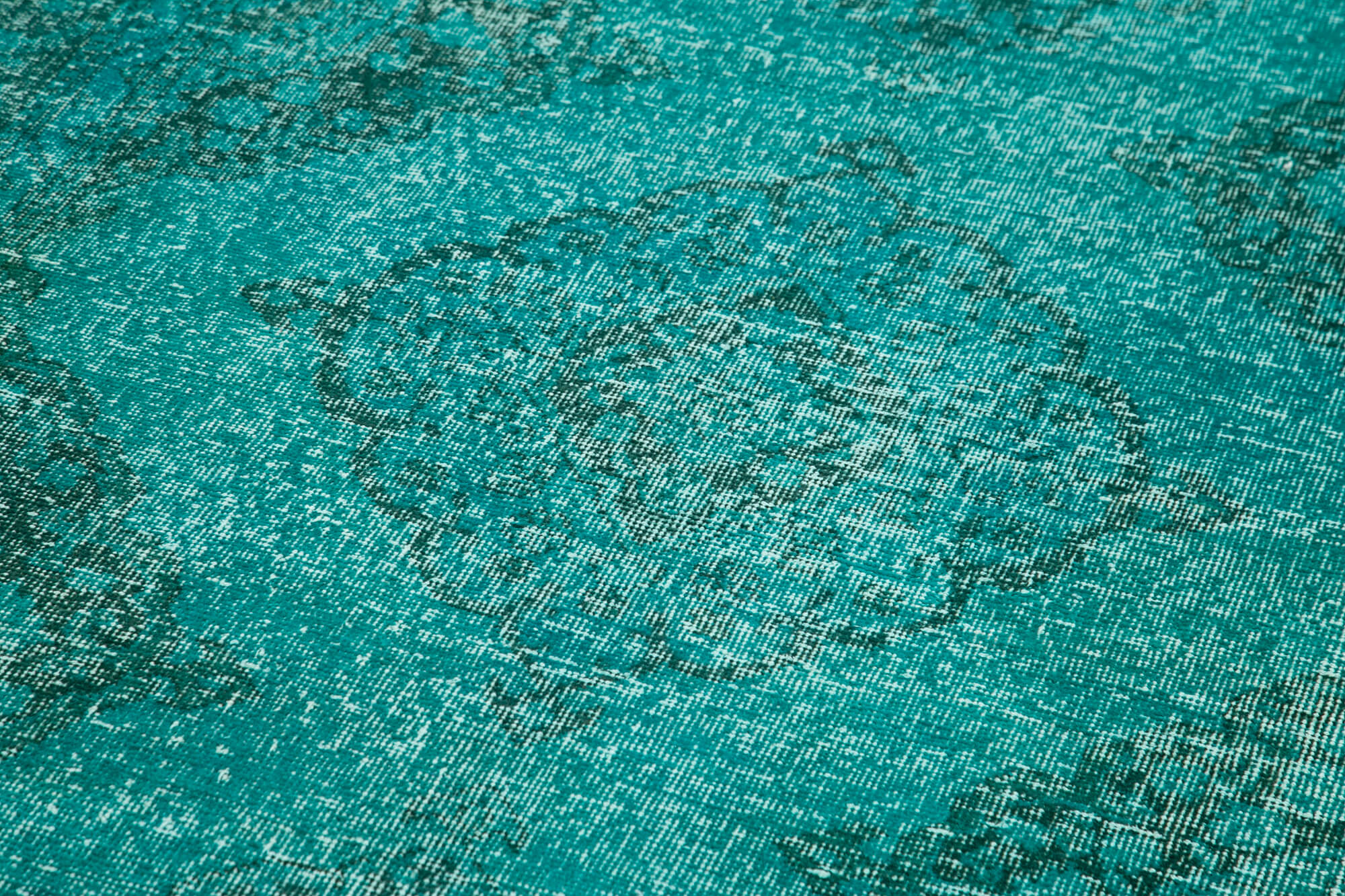 Handmade Vintage Area Rug - Turquoise Cotton Wool Rug | Durable Classic Carpet 4'8"x12'10"