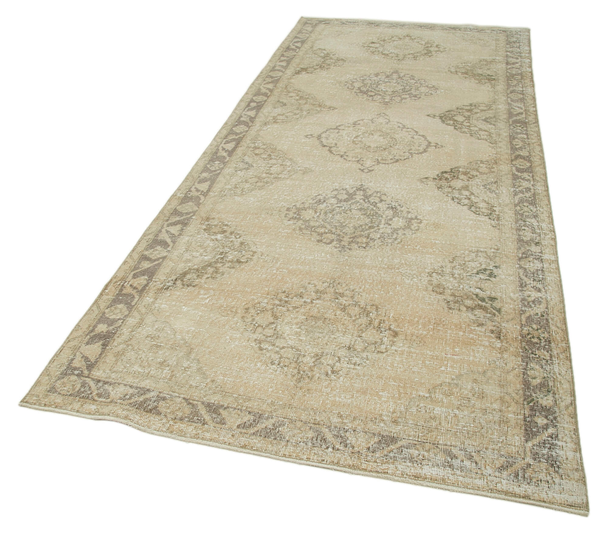 Vintage Cotton Wool Rug - Handmade Beige Area Rug 4'9'' x 11'3'' | Turkish Wool Carpet