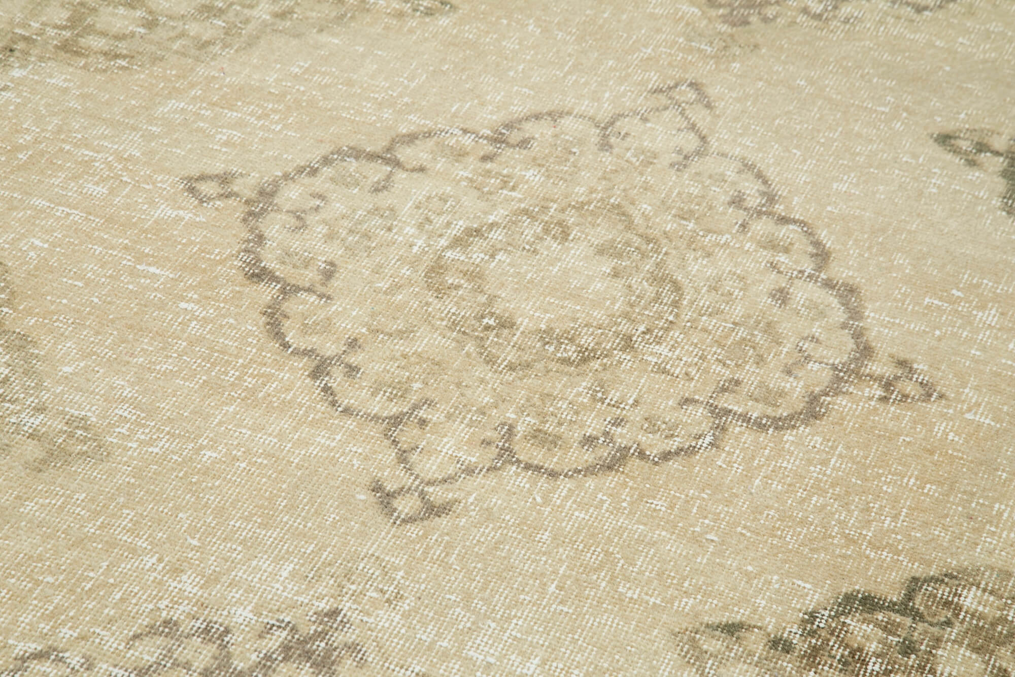 Vintage Cotton Wool Rug - Handmade Beige Area Rug 4'9'' x 11'3'' | Turkish Wool Carpet
