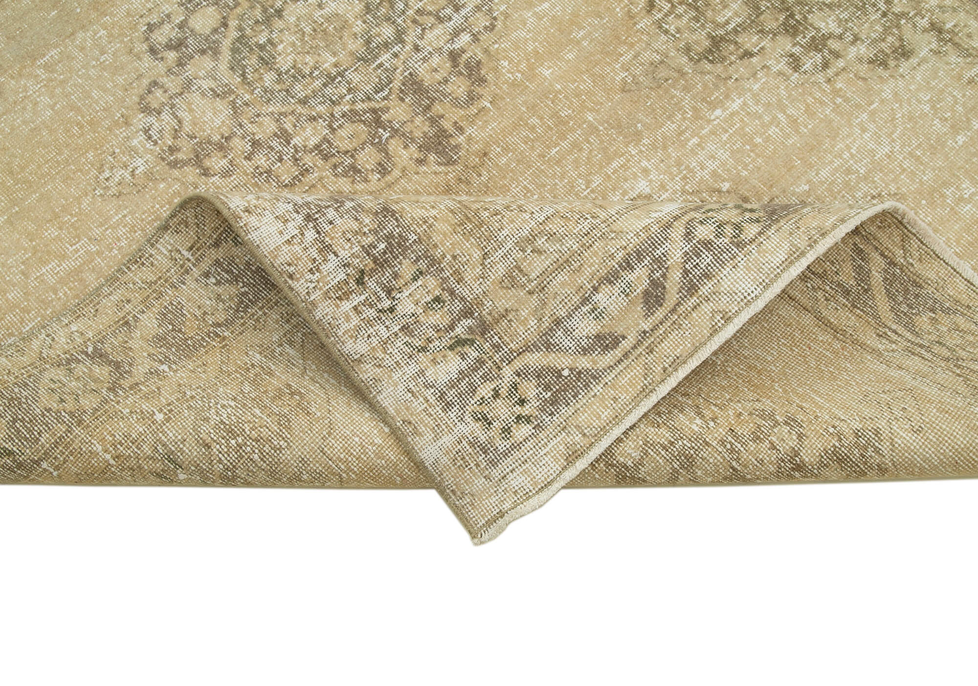 Vintage Cotton Wool Rug - Handmade Beige Area Rug 4'9'' x 11'3'' | Turkish Wool Carpet