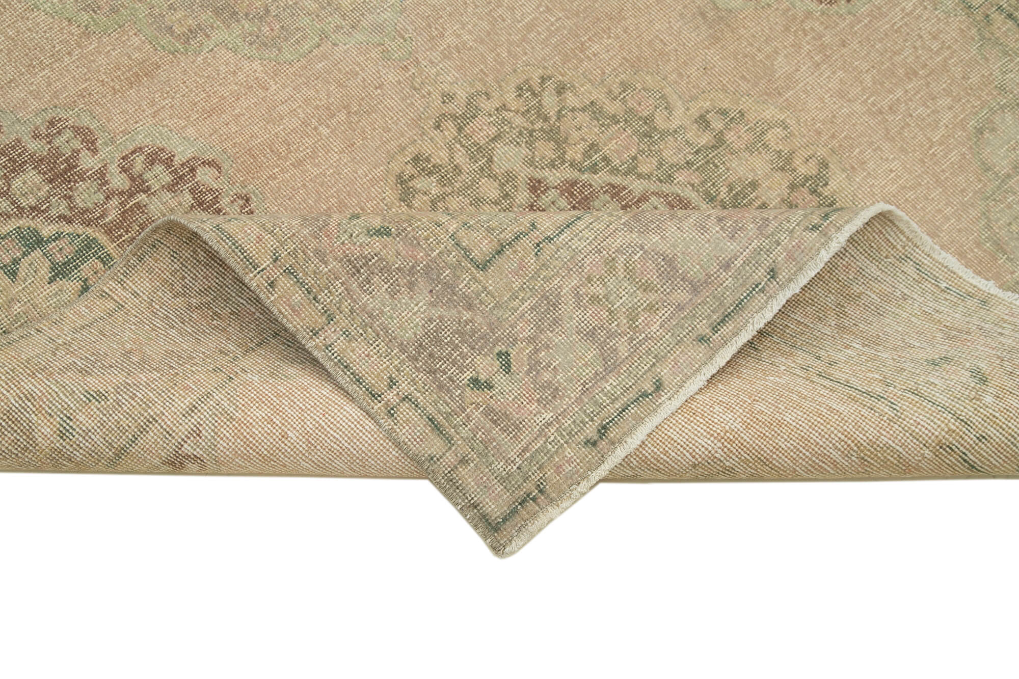 Handmade Vintage Area Rug - Zile Beige Cotton Wool Rug 4'9'' x 12'11'' Soft Floor Carpet