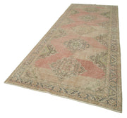 Zile Beige Vintage Cotton Wool Handmade Area Rug 4'9'' x 12'5''