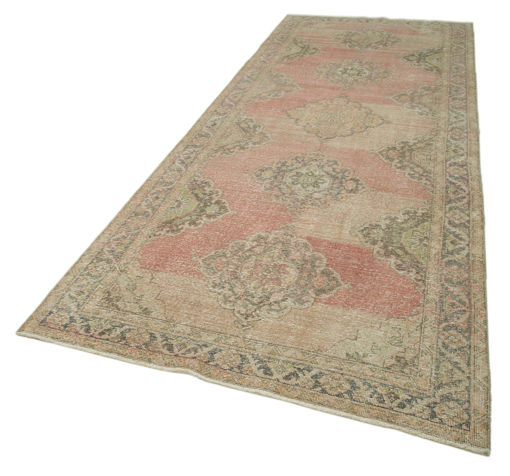 Zile Beige Vintage Cotton Wool Handmade Area Rug 4'9'' x 12'5''