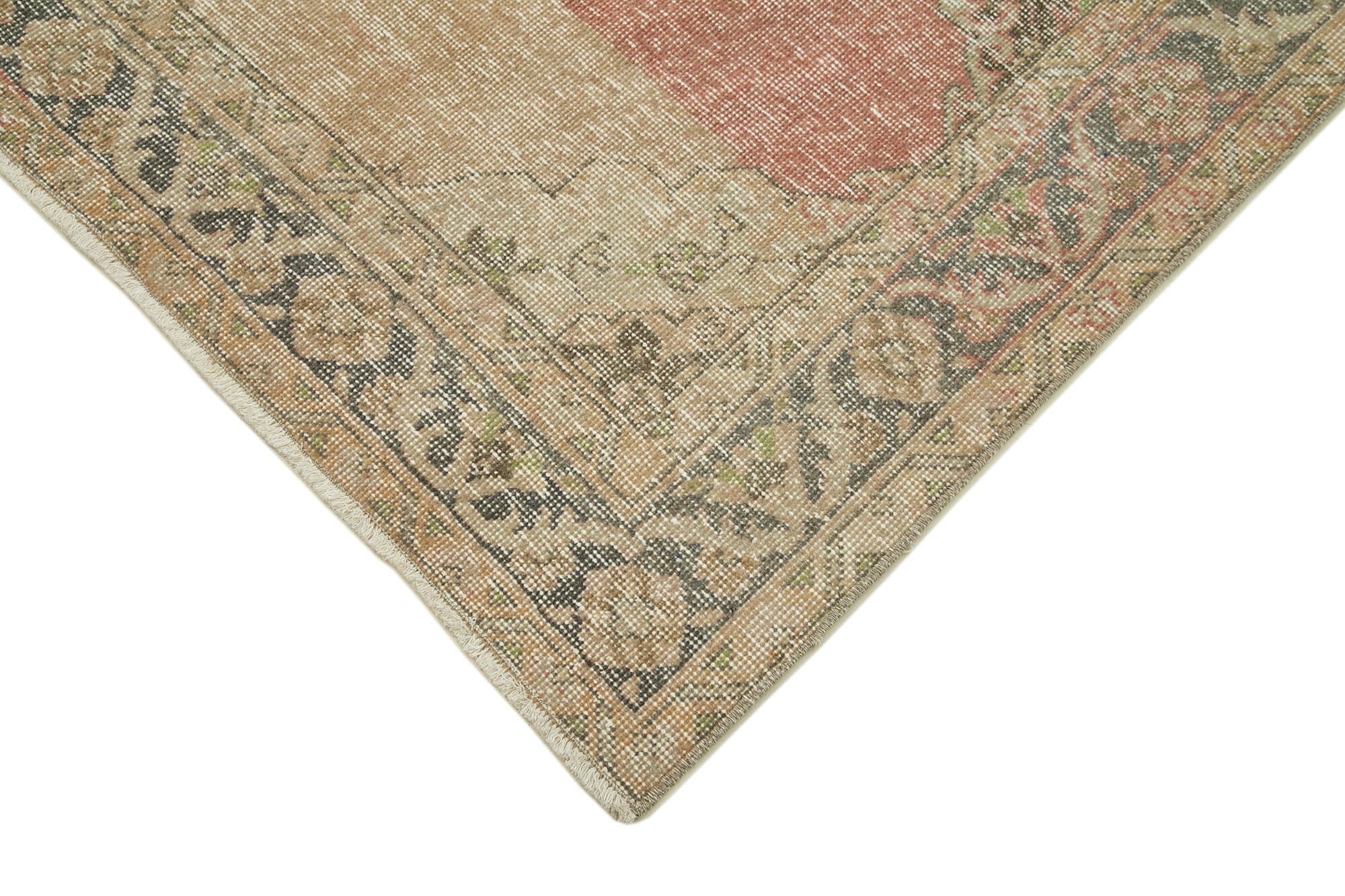 Zile Beige Vintage Cotton Wool Handmade Area Rug 4'9'' x 12'5''