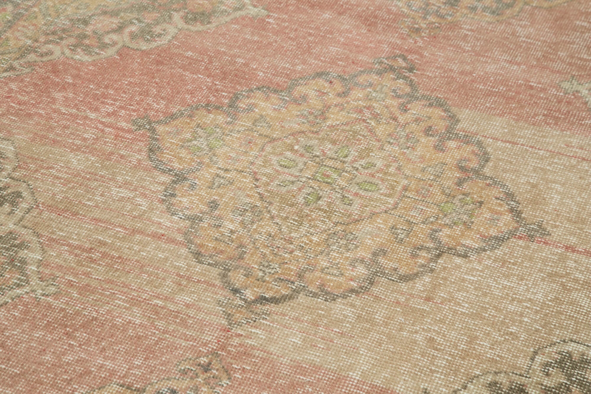 Zile Beige Vintage Cotton Wool Handmade Area Rug 4'9'' x 12'5''