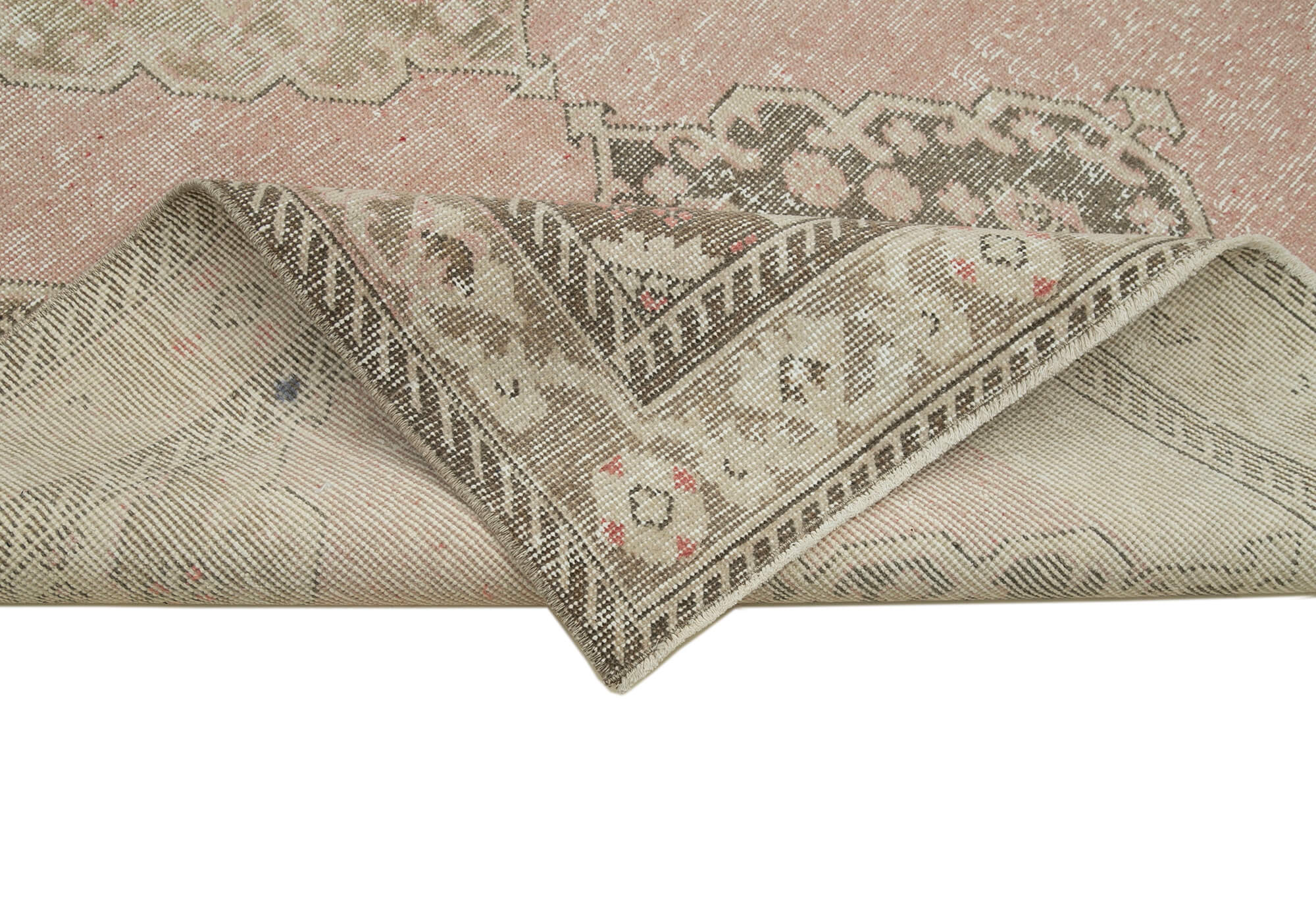 Handmade Vintage Area Rug - Beige Cotton Wool Turkish Hand Knotted Carpet 4'11" x 12'7"