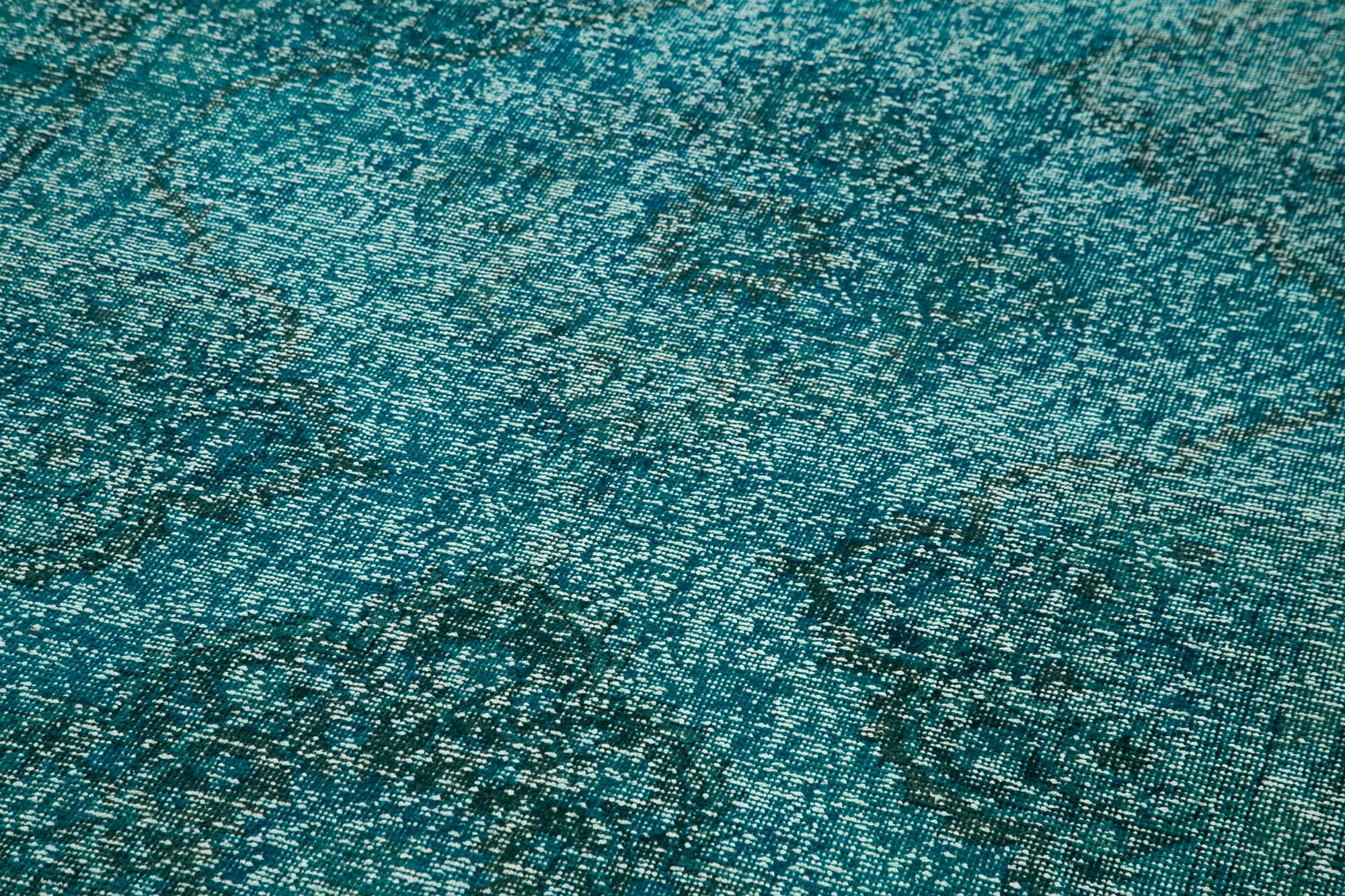 Handmade Vintage Area Rug - Turquoise Cotton Wool Rug 4'11''x13'3'' Bohemian Style
