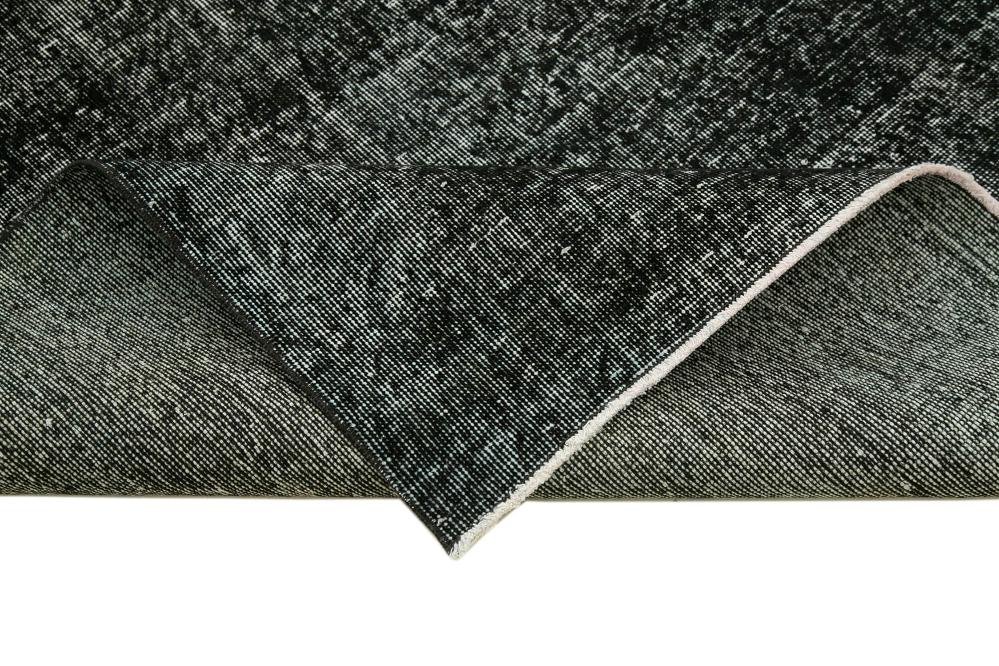 Handmade Vintage Area Rug – Black Wool & Cotton Weave | Turkish Wool Rug 4'9''x12'5''