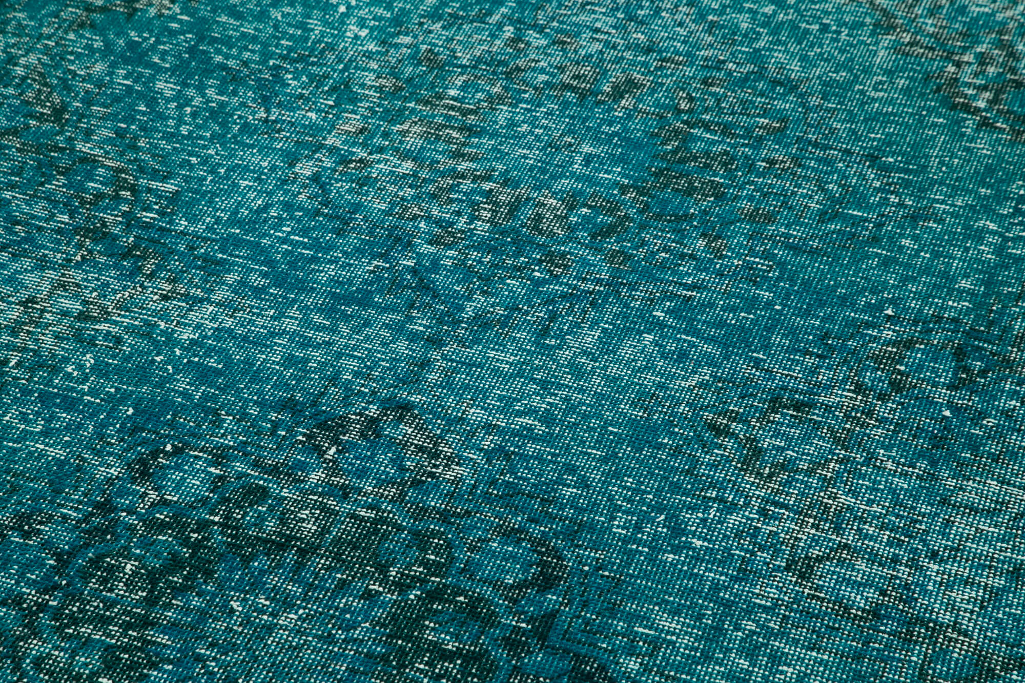 Vintage Handmade Area Rug – Turquoise Cotton Wool Carpet, Hand Woven Rug 4'8''x12'2''
