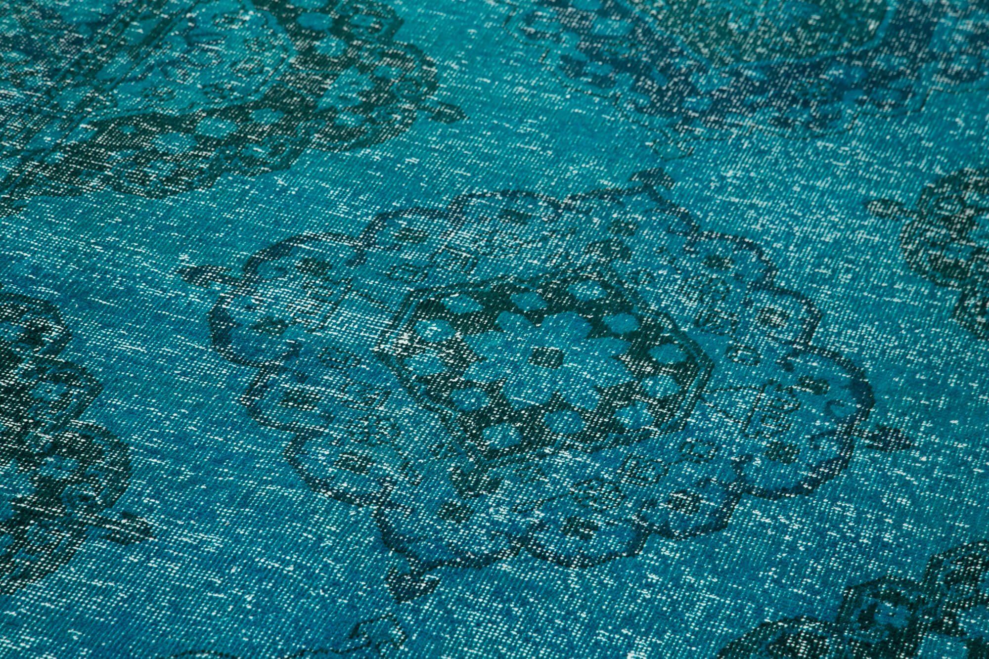 Vintage Handmade Area Rug | Turquoise Cotton Wool Rug, Hand Woven Turkish Carpet 4'11''x13'3''