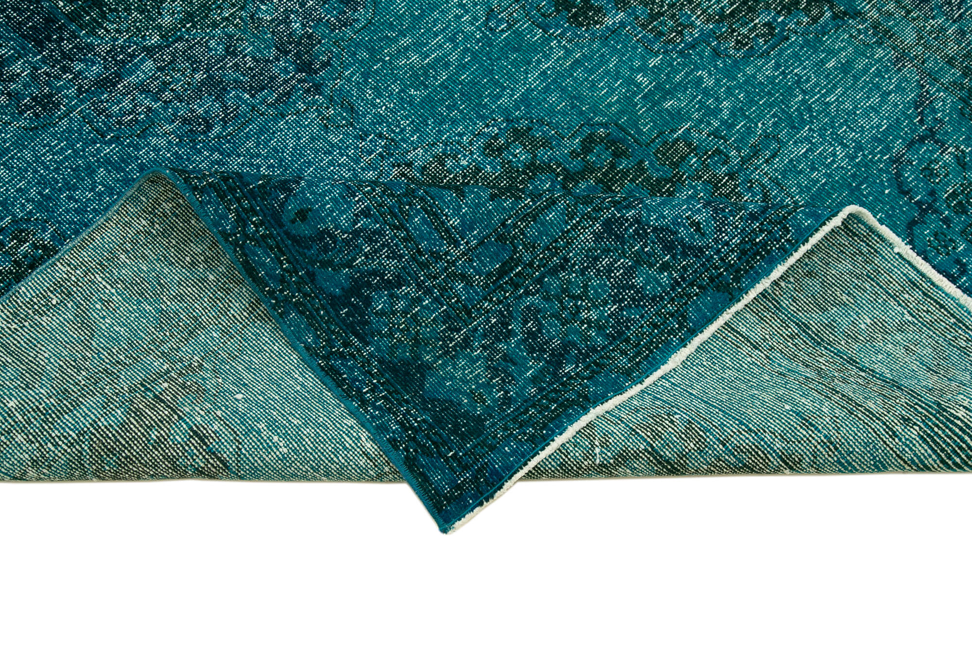 Vintage Handmade Area Rug | Turquoise Cotton Wool Rug, Hand Woven Turkish Carpet 4'11''x13'3''