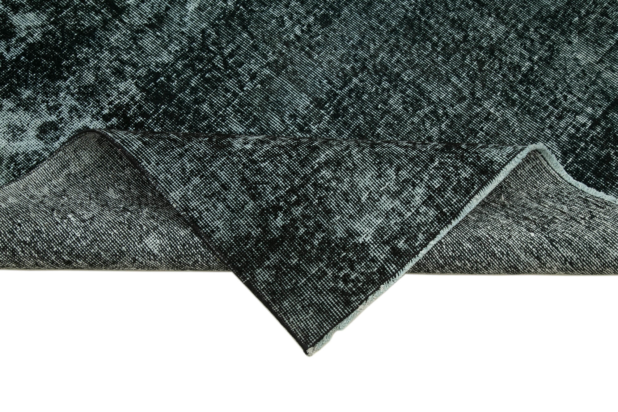 Handmade Vintage Area Rug - Black Cotton Wool 4x12 Classic Woven Rug