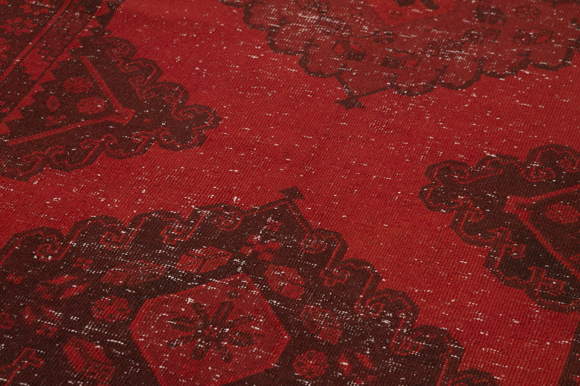 Handmade Wool Area Rug - Red Vintage Rug 4'7''x12'10'' | Turkish Cotton Wool Blend