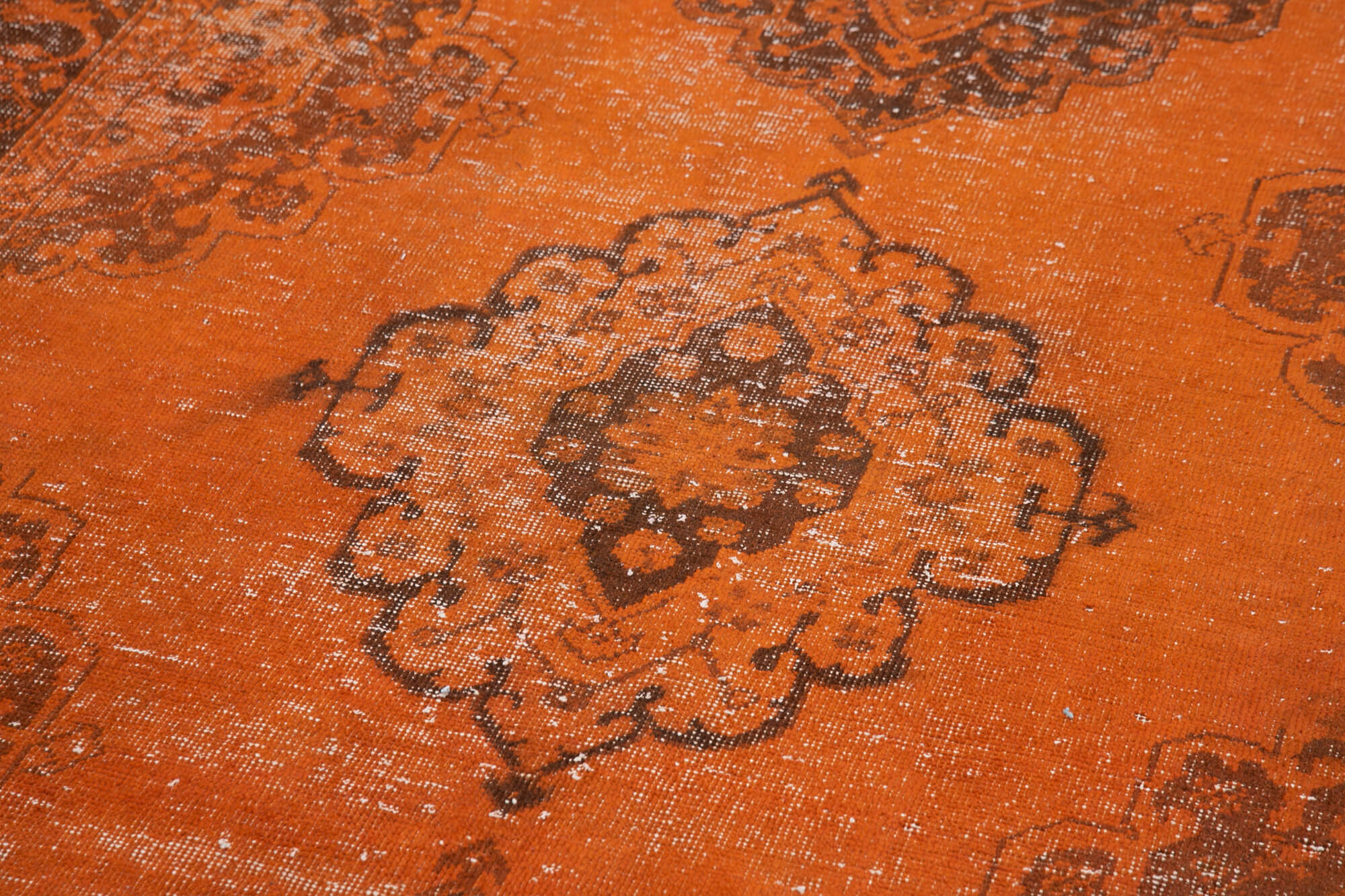 Handmade Vintage Area Rug - Orange Cotton Wool Rug, Turkish Handwoven Carpet 4'10"x13'6"