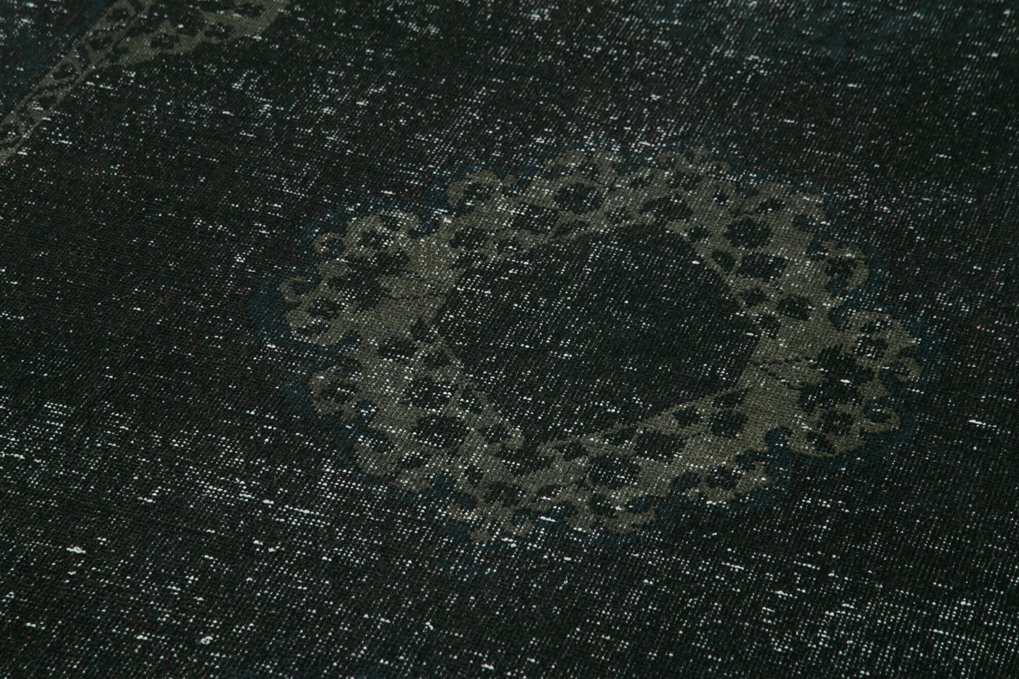 Vintage Handmade Area Rug - Black Turkish Cotton Wool Hand Knotted Rug 4'10"x12'5"