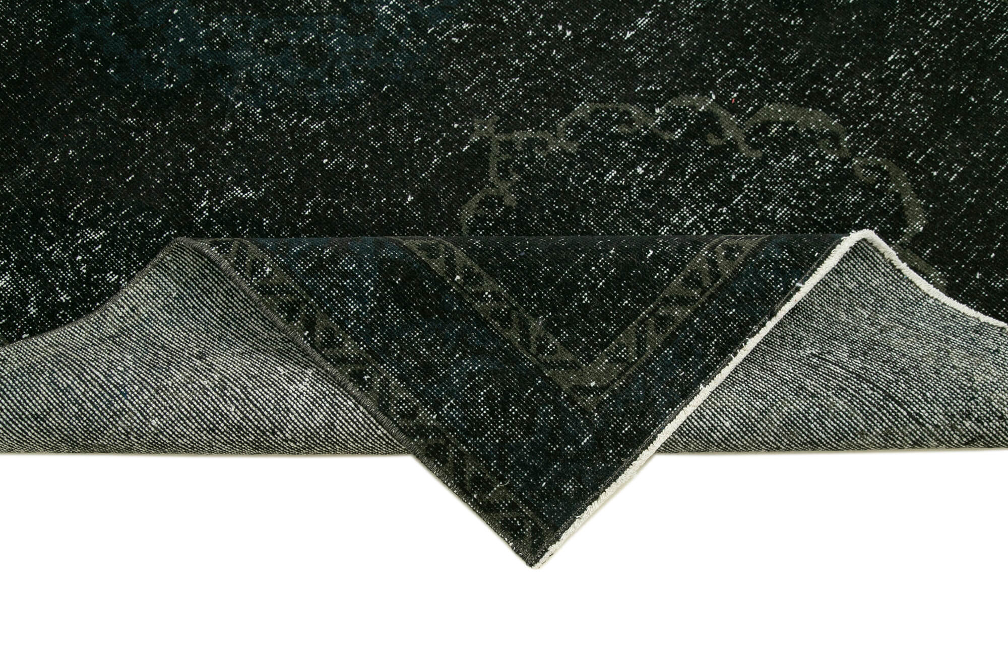 Vintage Handmade Area Rug - Black Turkish Cotton Wool Hand Knotted Rug 4'10"x12'5"