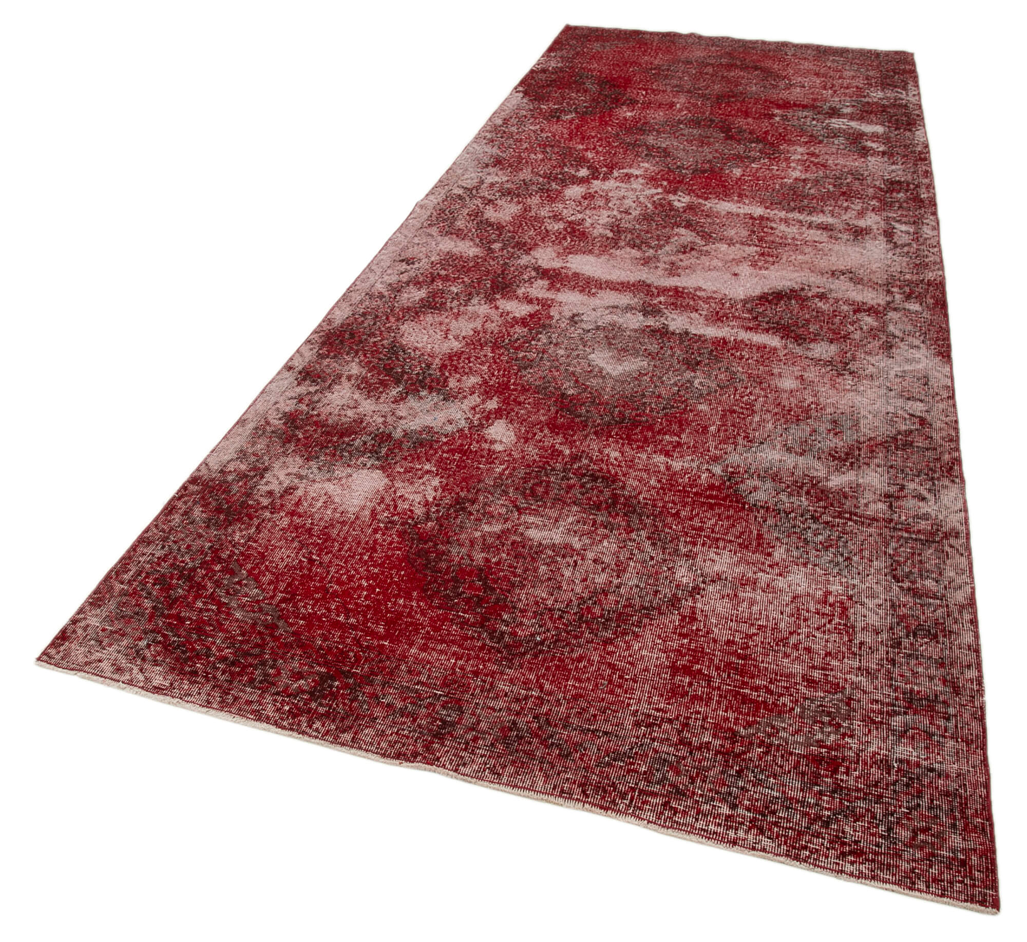 Handmade Wool Area Rug | Traditional Hand Knotted Vintage Cotton Rug 4'9''x12'7'' Red Bohemian