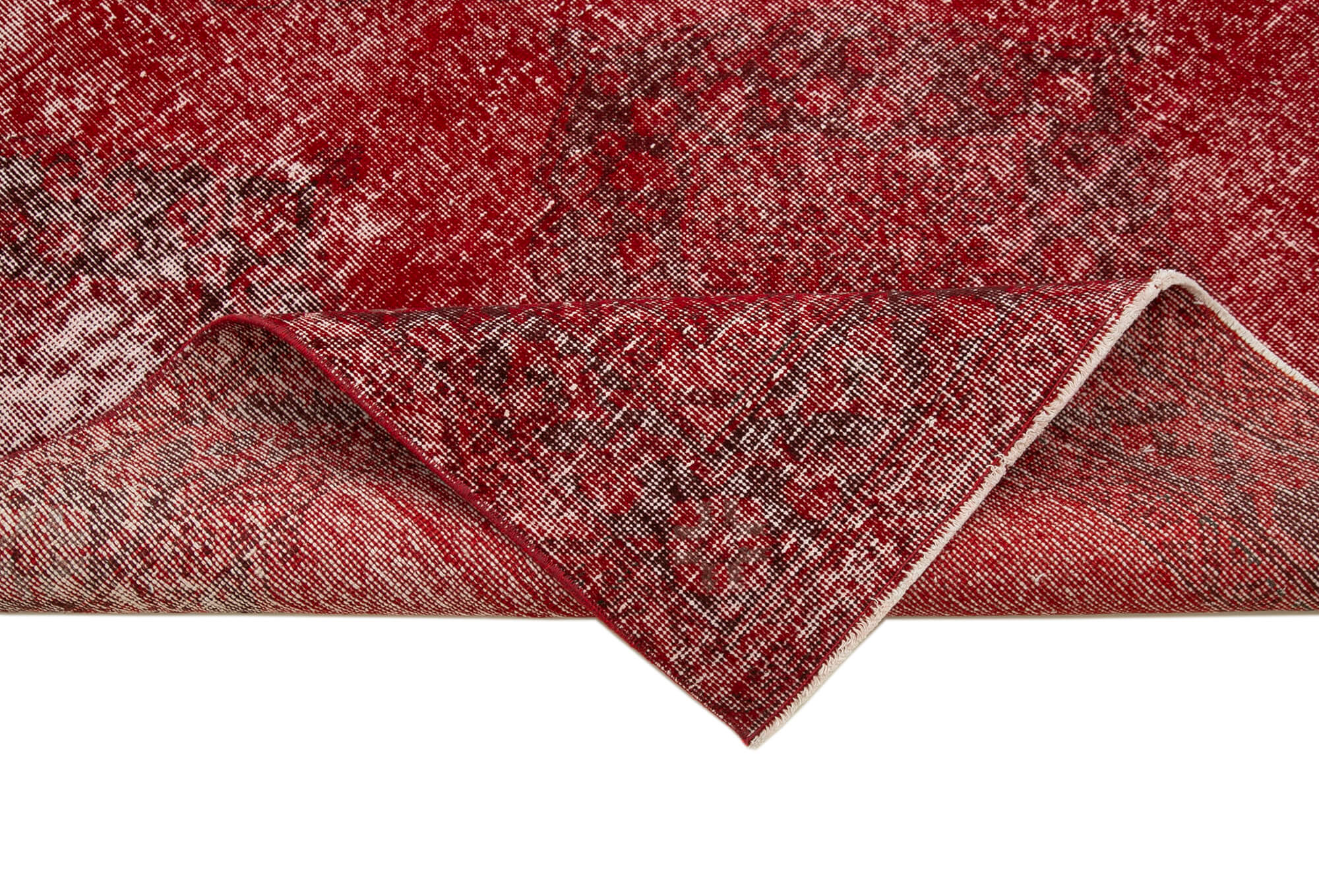 Handmade Wool Area Rug | Traditional Hand Knotted Vintage Cotton Rug 4'9''x12'7'' Red Bohemian