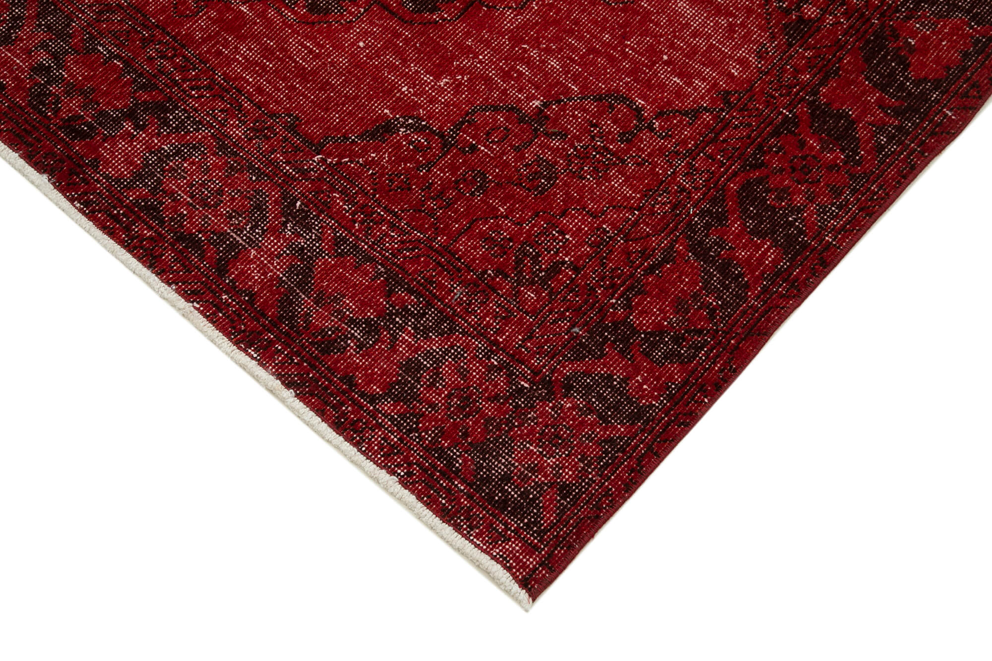 Handmade Wool Area Rug – Red Vintage Cotton Wool Blend Rug 4'6''x12'6''