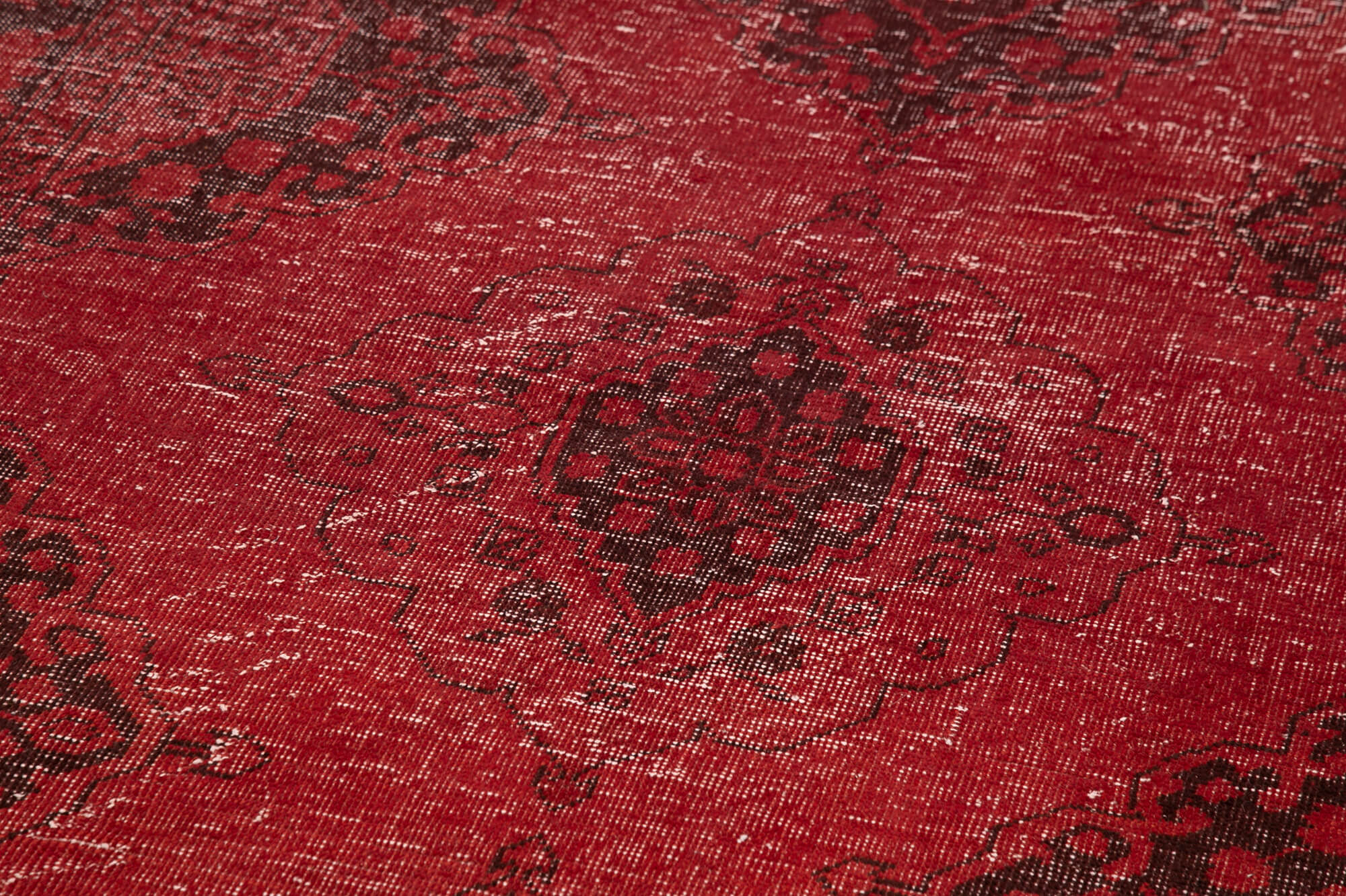 Handmade Wool Area Rug – Red Vintage Cotton Wool Blend Rug 4'6''x12'6''