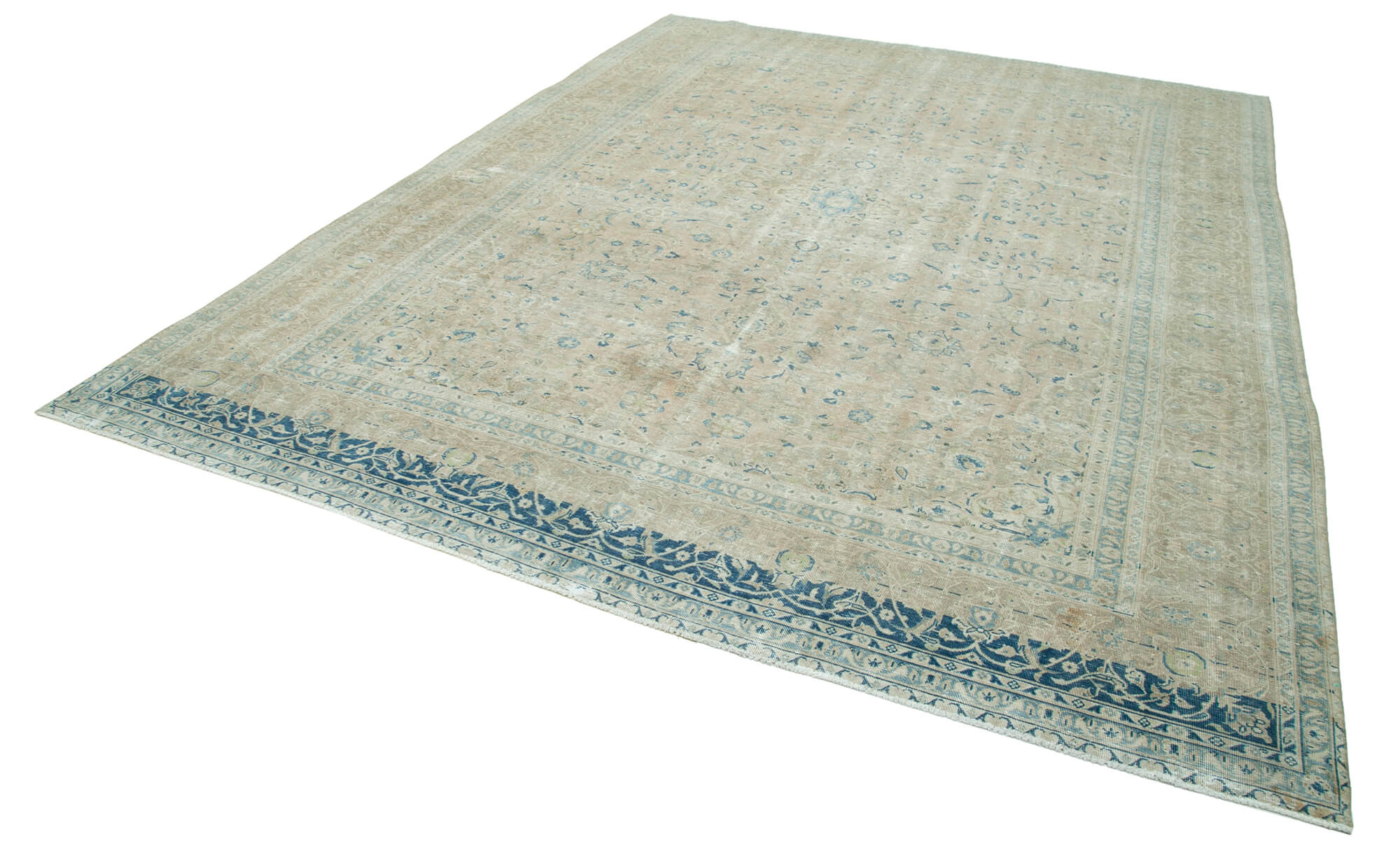 Handmade Wool Area Rug - Persian Classic Cotton Wool Blend, Neutral Beige 8'10''x11'10''