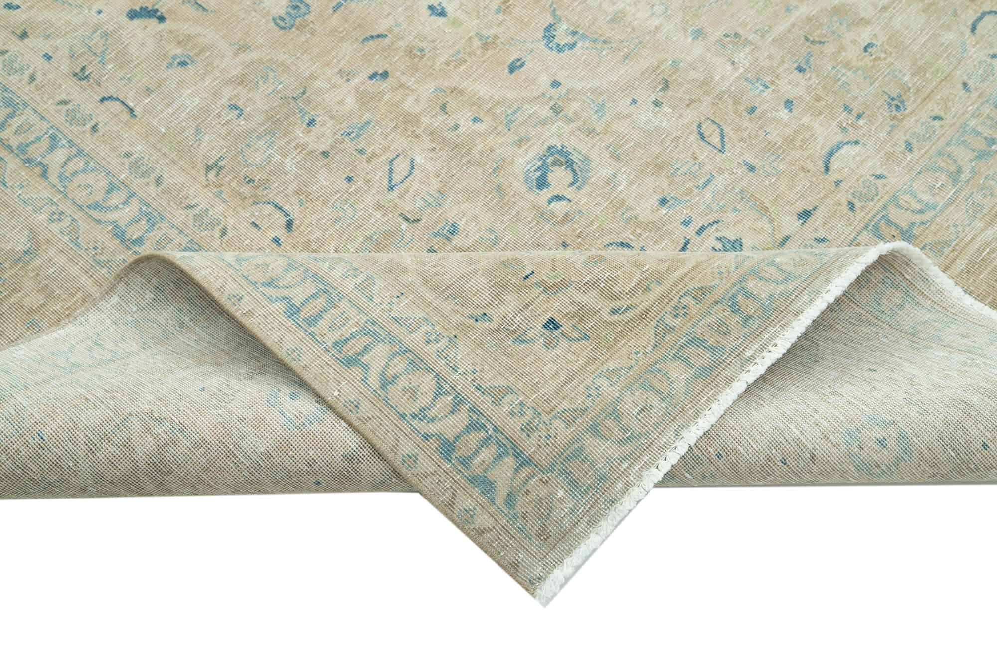 Handmade Wool Area Rug - Persian Classic Cotton Wool Blend, Neutral Beige 8'10''x11'10''