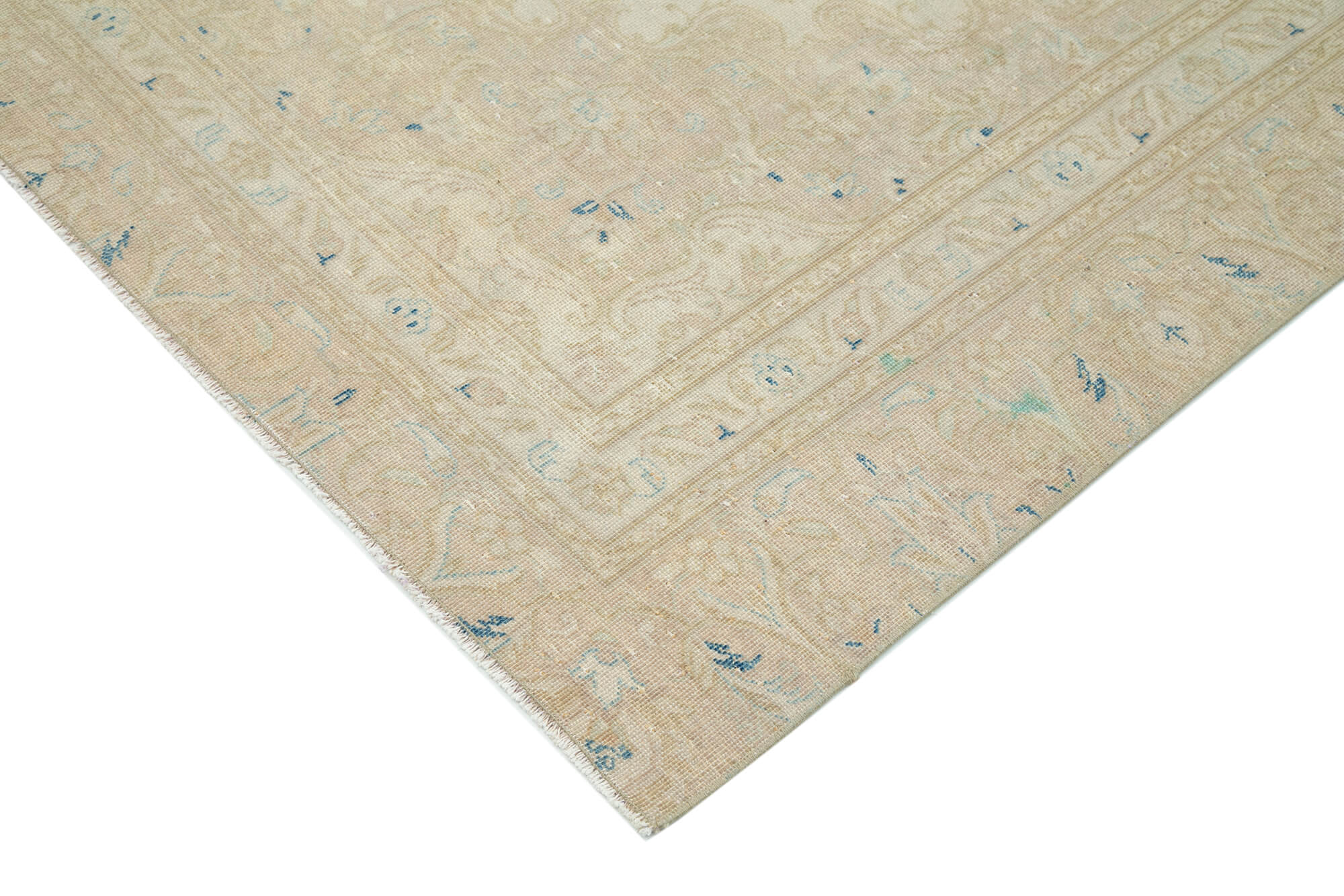 Handmade Wool Area Rug – Classic Beige Cotton Wool Rug 6x9 Vintage Hand Knotted