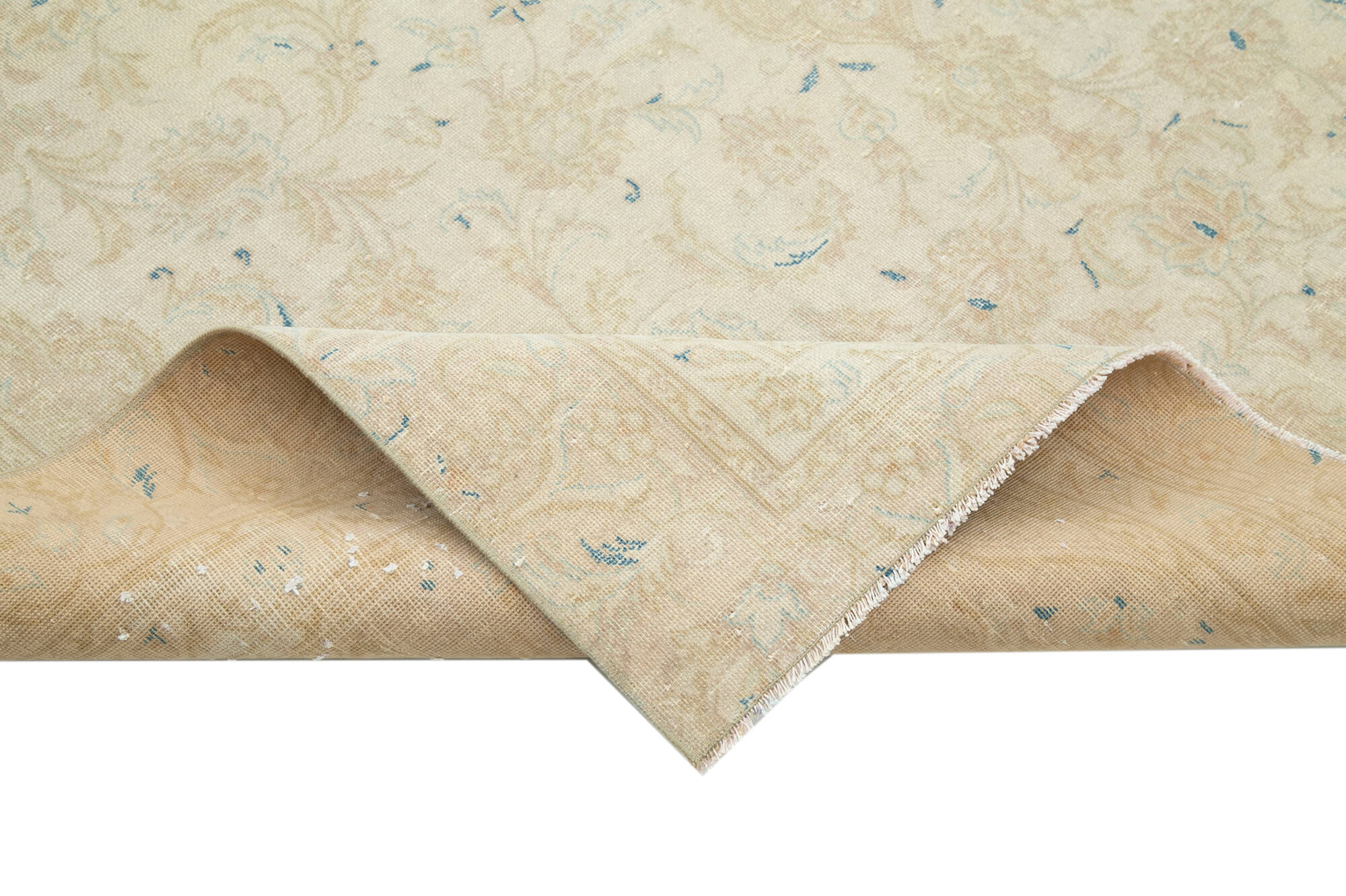 Handmade Wool Area Rug – Classic Beige Cotton Wool Rug 6x9 Vintage Hand Knotted