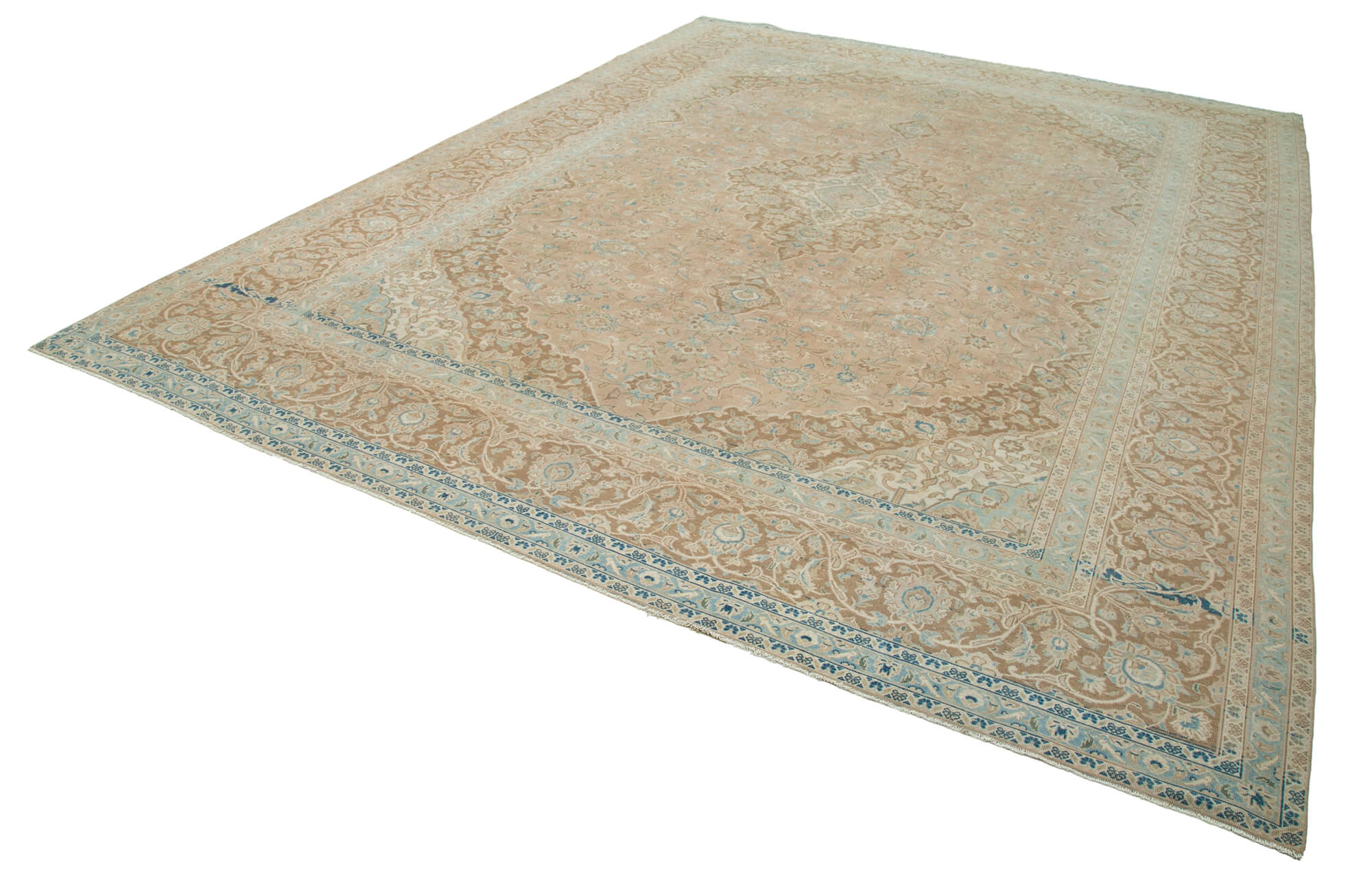 Handmade Wool Area Rug – Persian Classic Cotton Rug, Beige Floor Covering 9'10''x13'