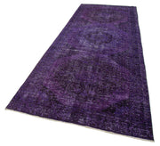 Handmade Wool Area Rug - Purple Vintage Cotton Wool Blend Rug 4'9'' x 12'6''