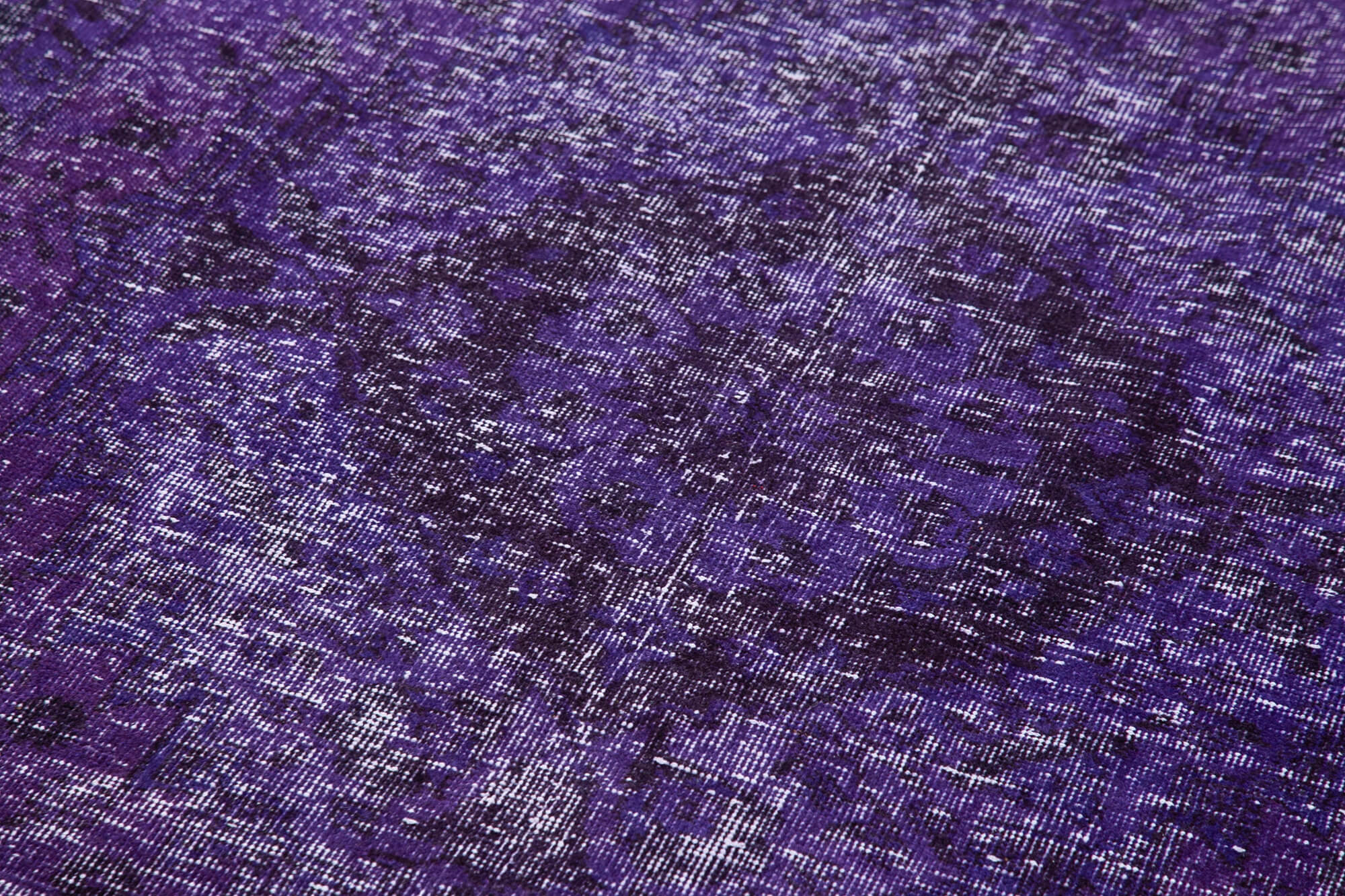 Handmade Wool Area Rug - Purple Vintage Cotton Wool Blend Rug 4'9'' x 12'6''