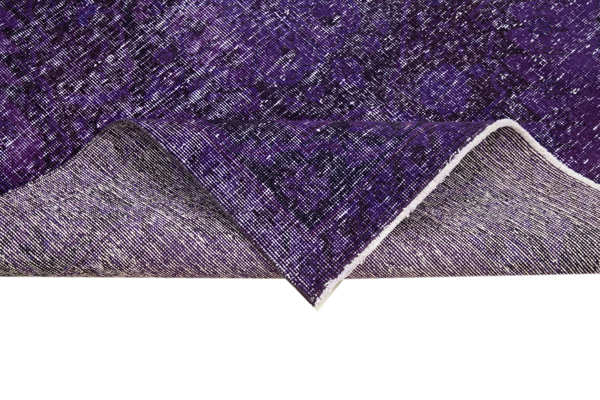 Handmade Wool Area Rug - Purple Vintage Cotton Wool Blend Rug 4'9'' x 12'6''