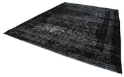 Handmade Wool Area Rug | Vintage Handwoven Carpet – Black Cotton Wool Rug 9'7''x12'8''