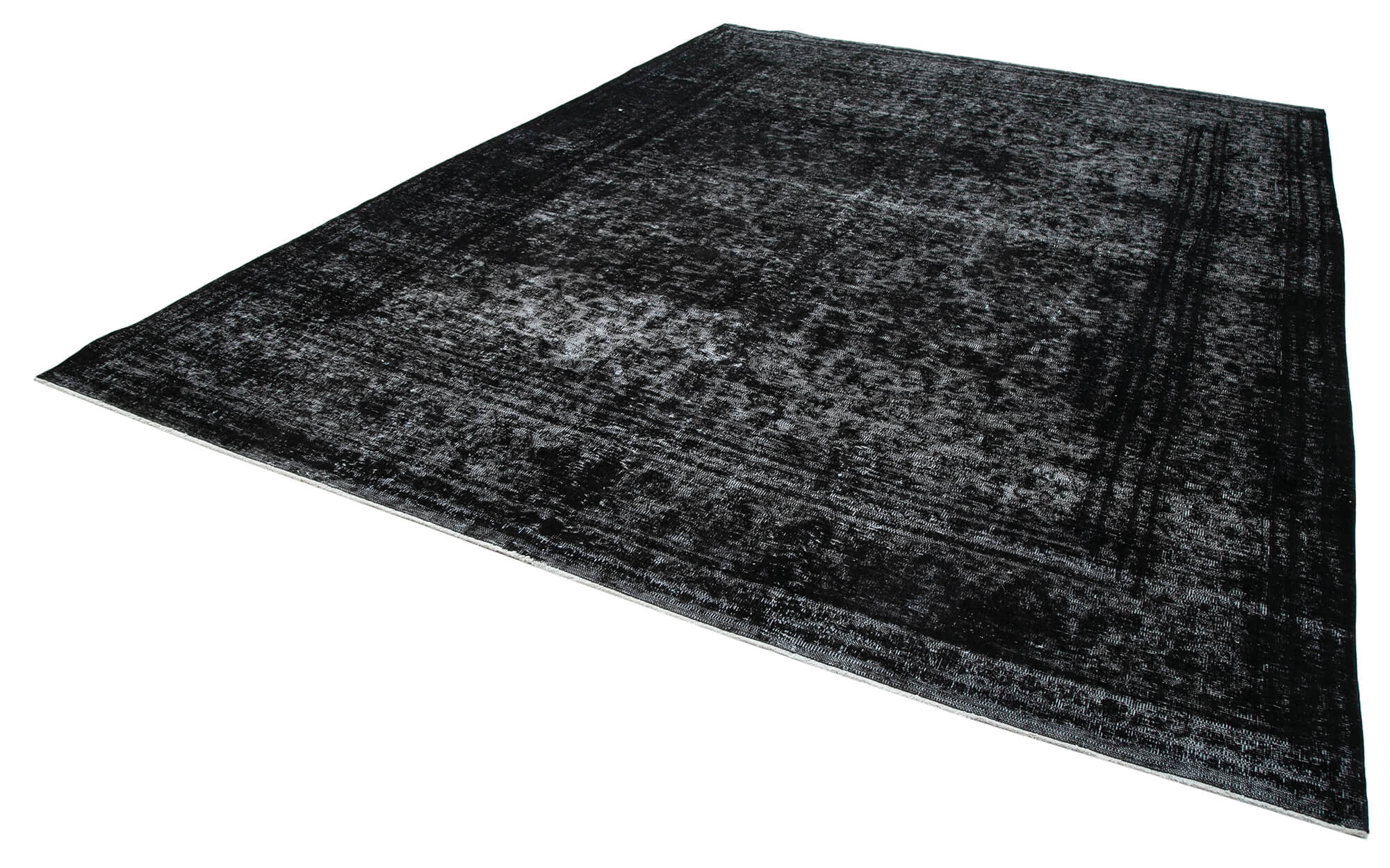Handmade Wool Area Rug | Vintage Handwoven Carpet – Black Cotton Wool Rug 9'7''x12'8''